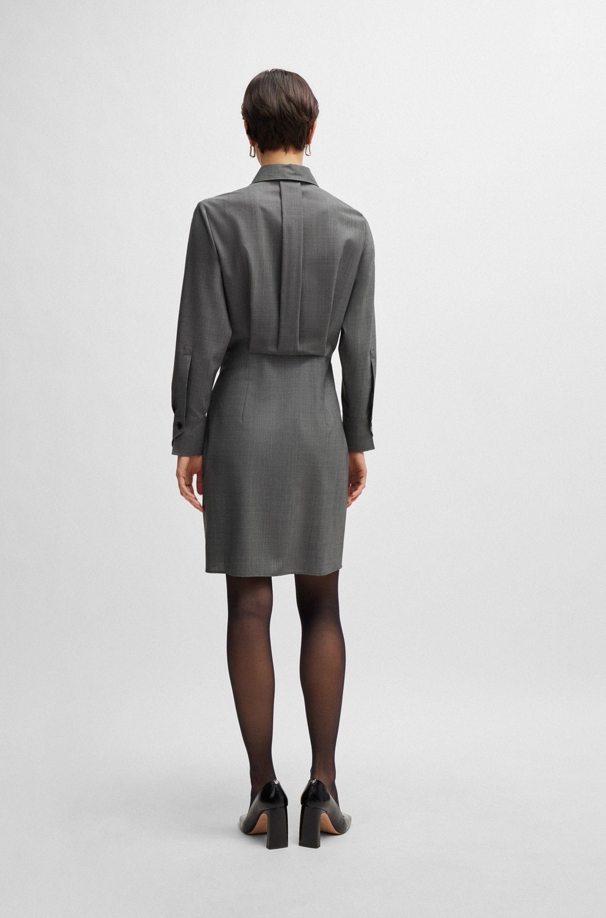 SHIRT-STYLE REGULAR-FIT DRESS IN VIRGIN WOOL - 4