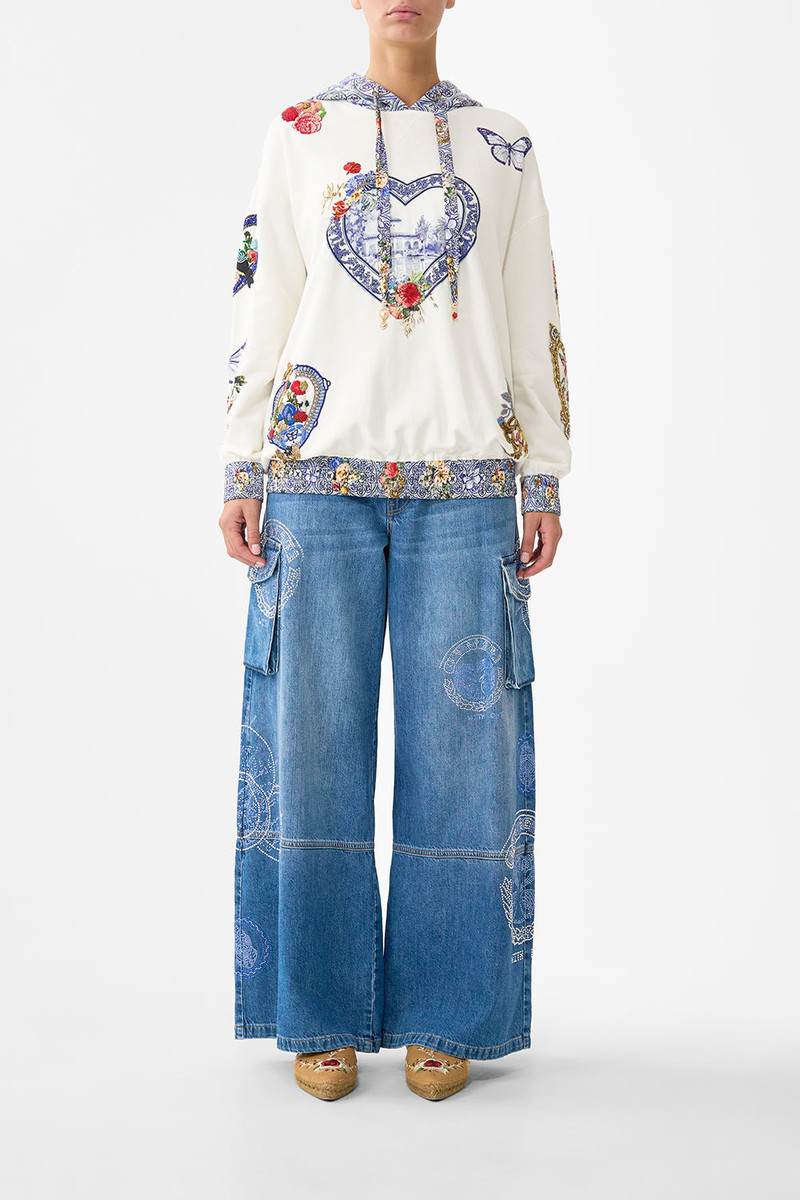 CAMILLA SILK BAND OVERSIZED HOODIE WITH POCKETS outlook