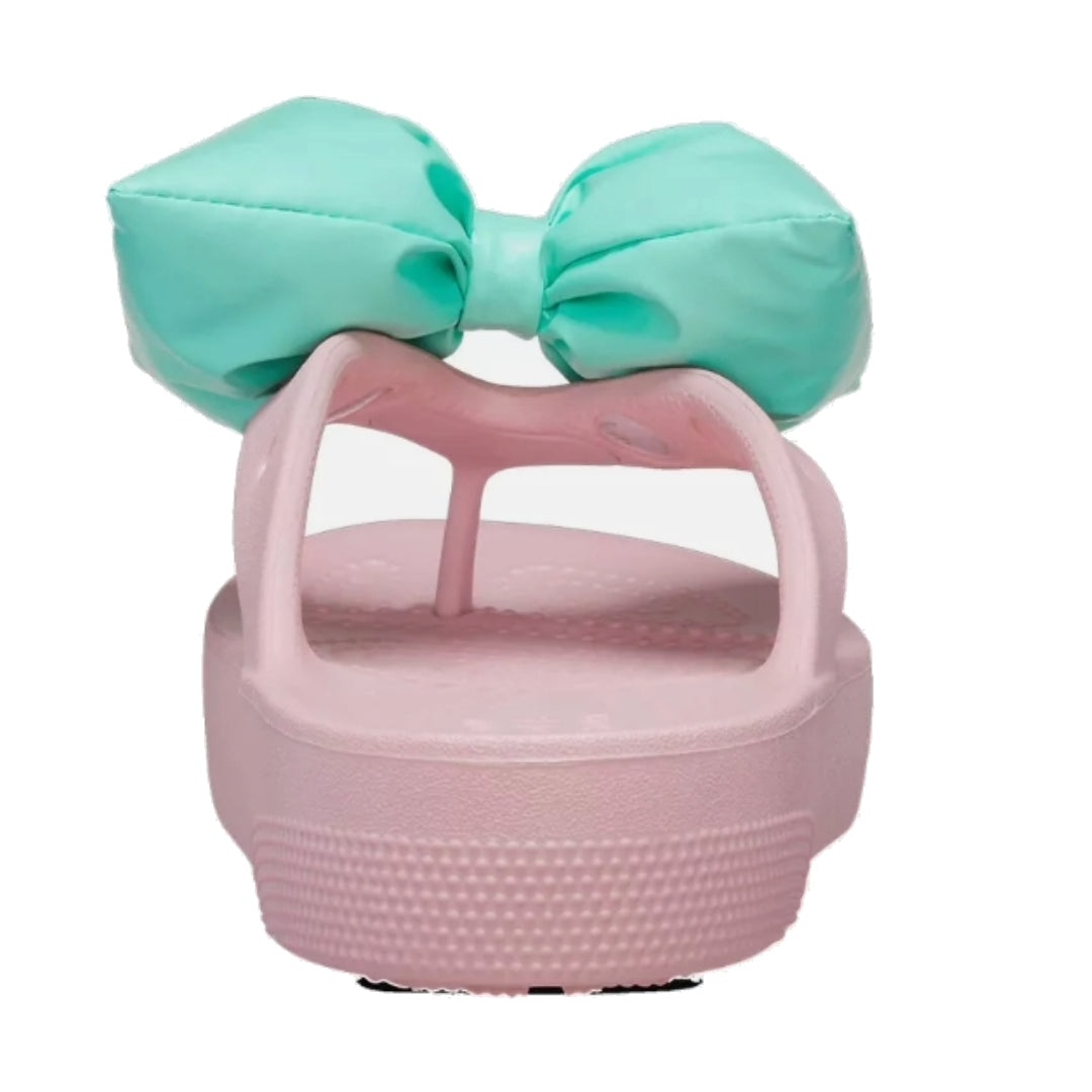 (WMNS) Crocs Classic Platform Bow Flip Flops 'Pink Teal' 210182-606 - 3