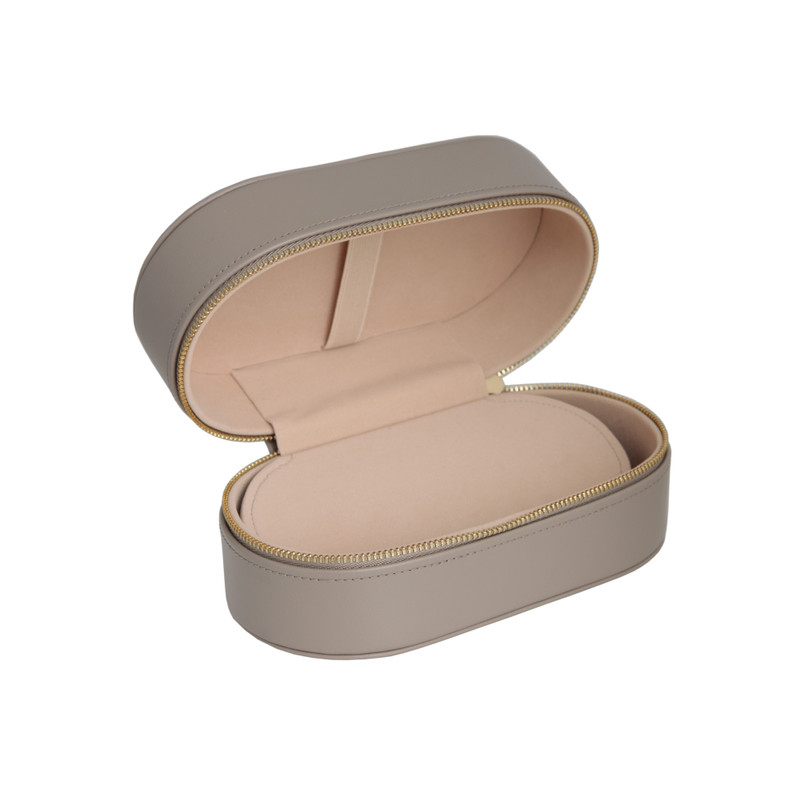 LINDA FARROW OVAL TRAVEL CASE IN TAUPE 3