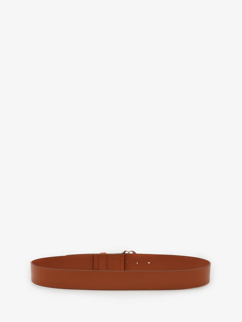 Alexander McQueen Seal Logo Belt in Tan outlook