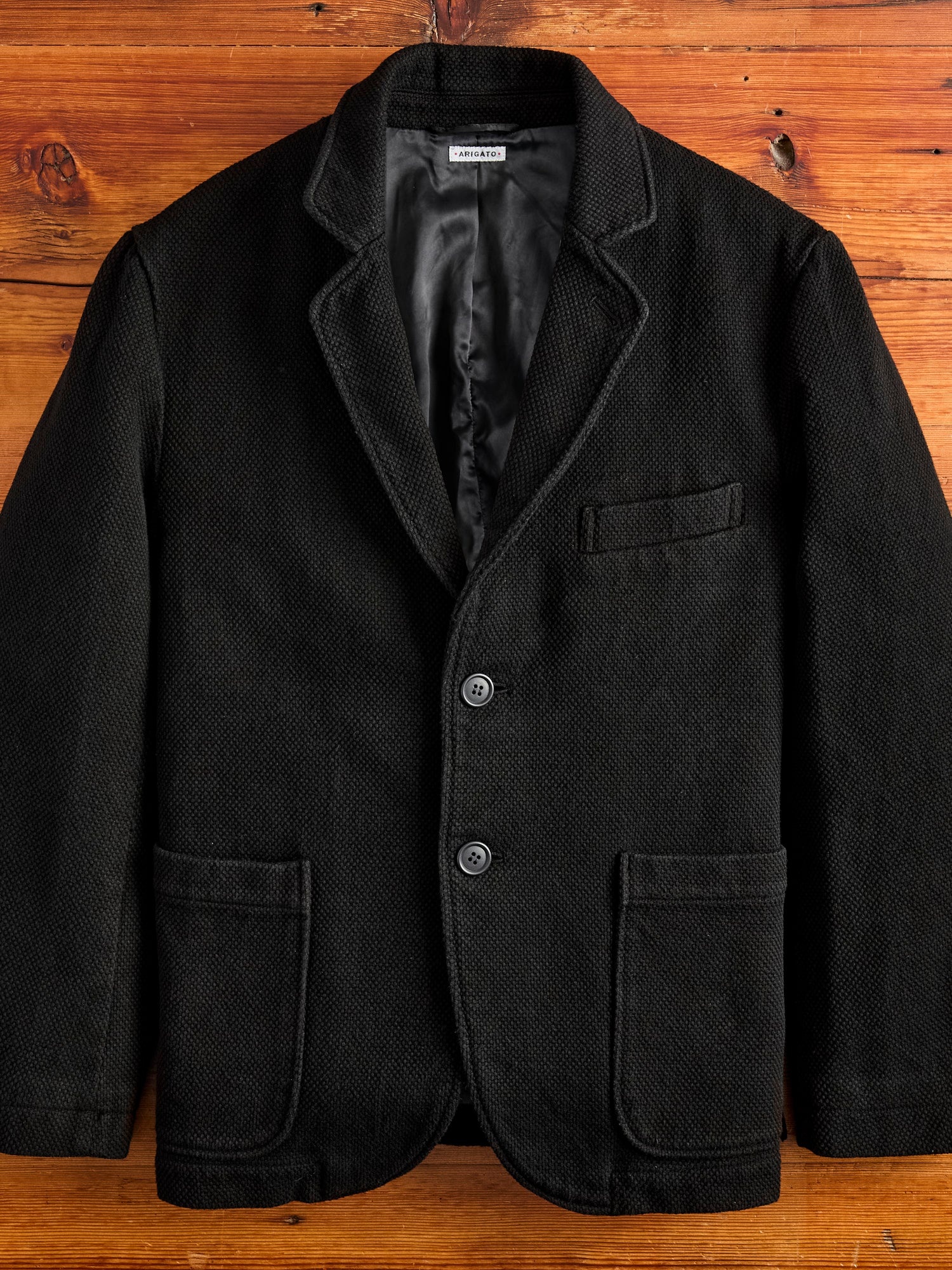 Double Cloth Sashiko Tailored Jacket in Black - 1