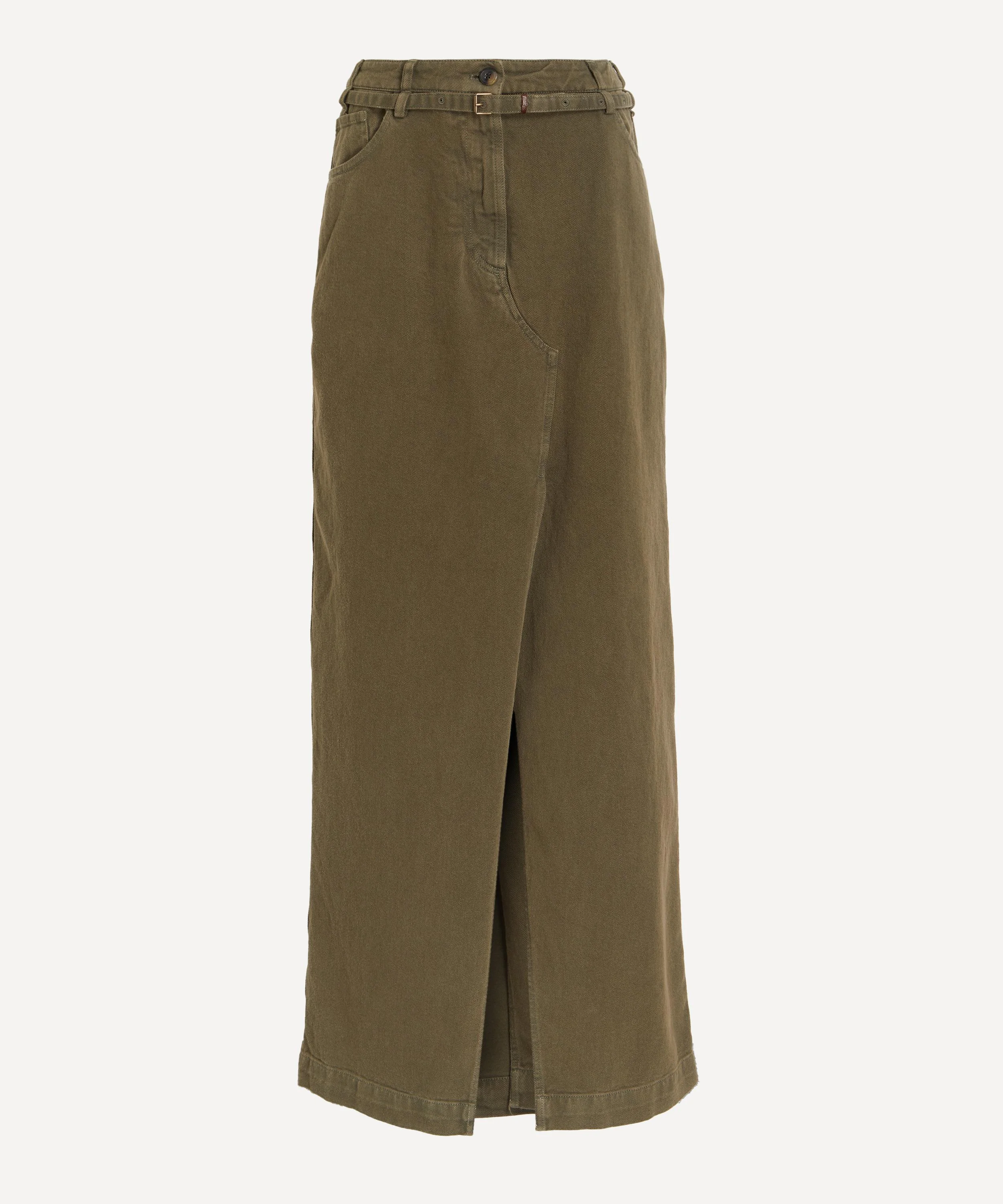 Khaki Long Over-Dyed Skirt - 1