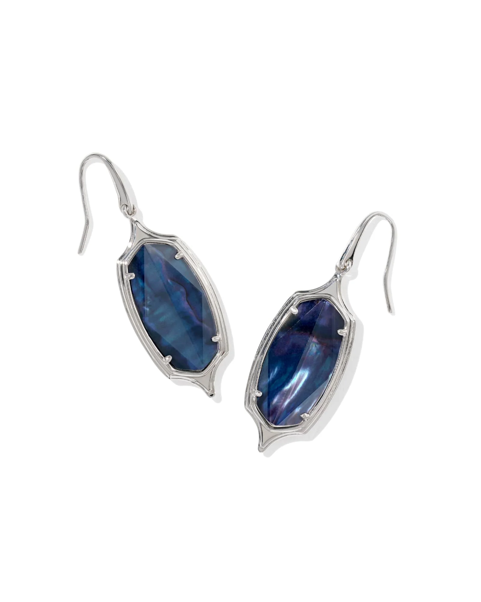 Dani Stepped Frame Silver Drop Earrings - 1