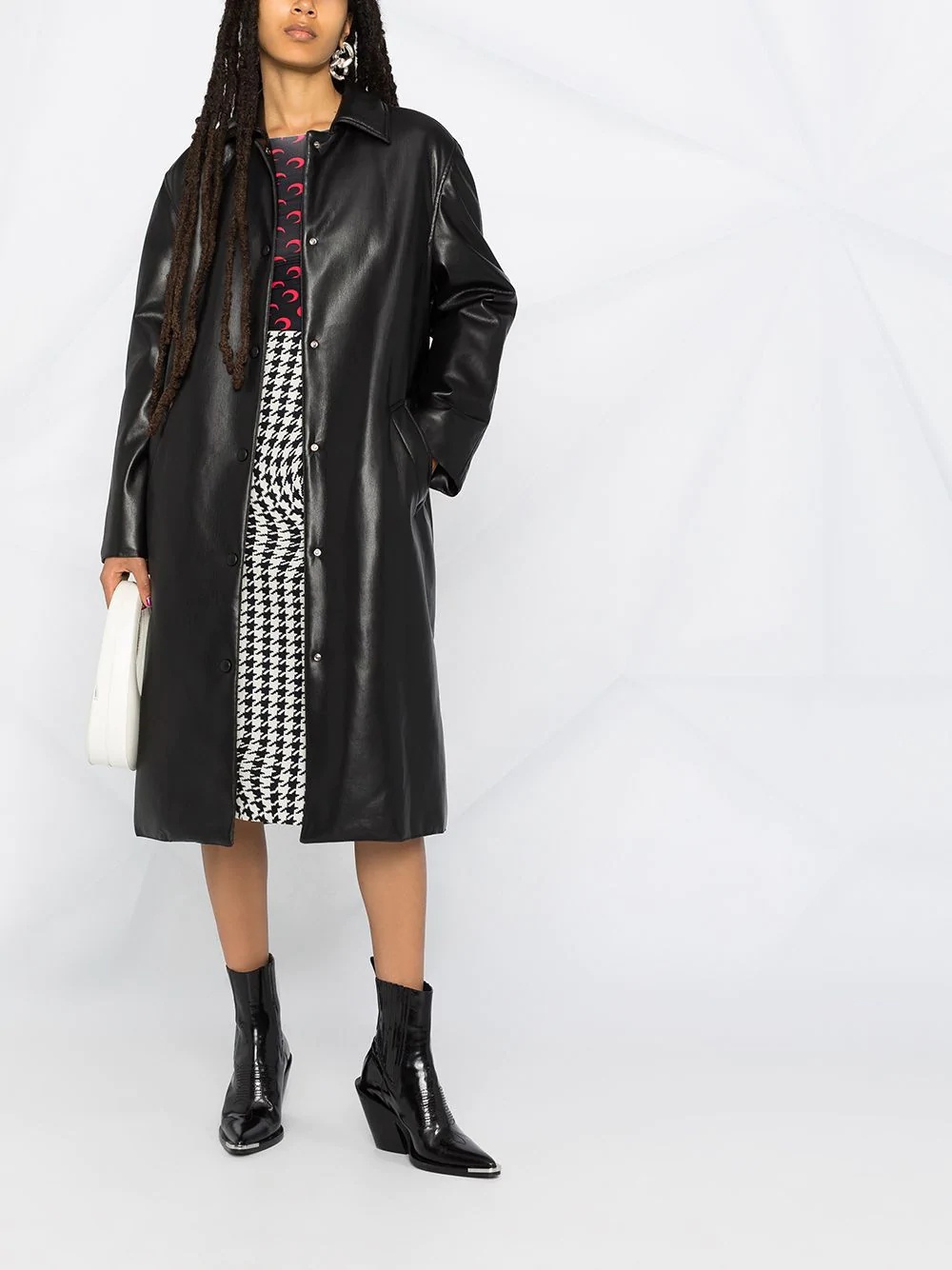 faux leather belted coat - 2