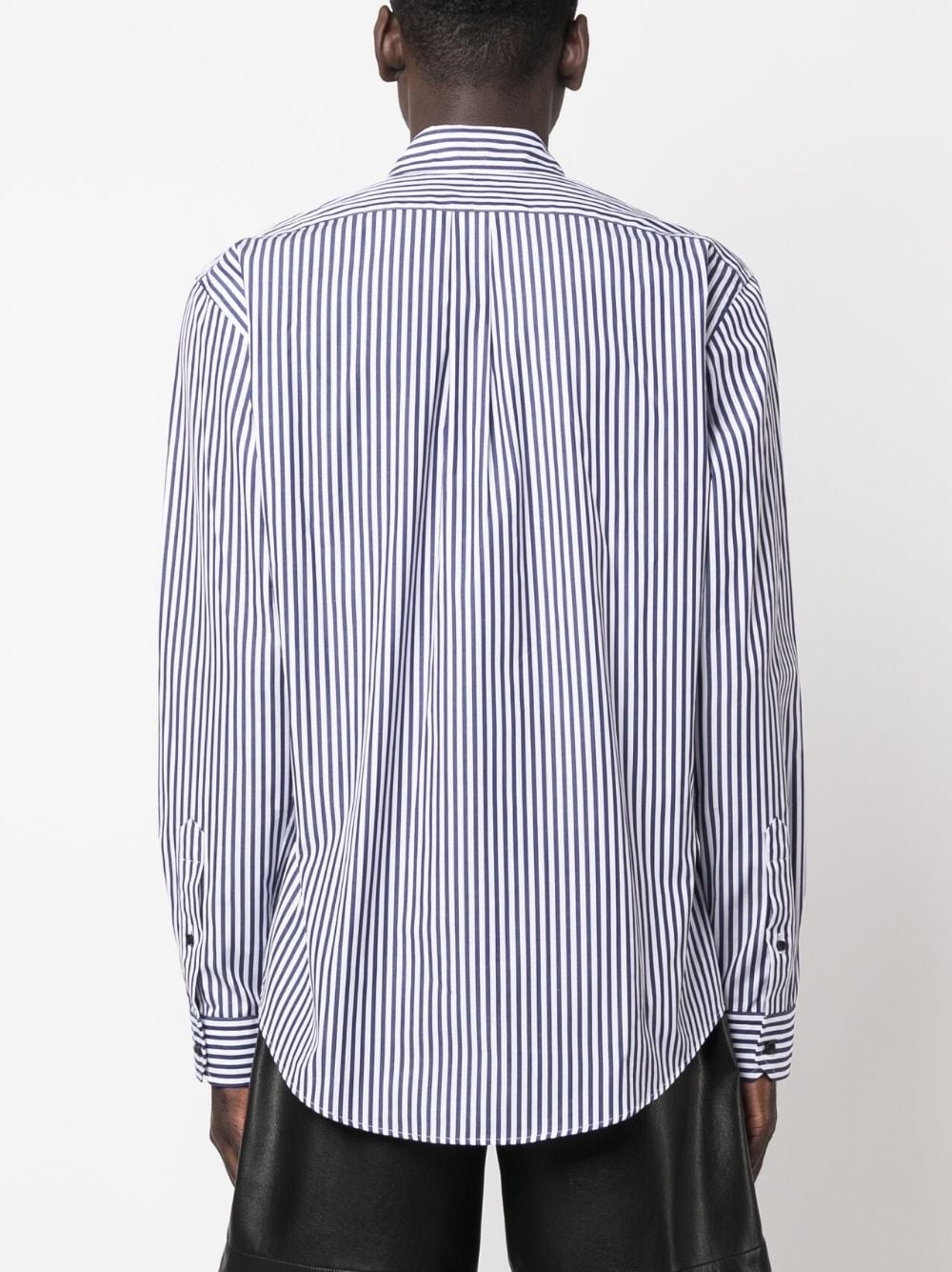 logo-embroidered striped shirt - 4