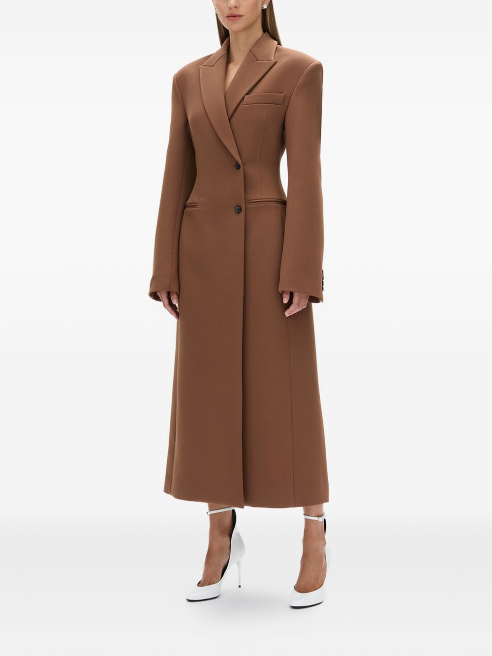 Sergio padded-shoulder coat - 3