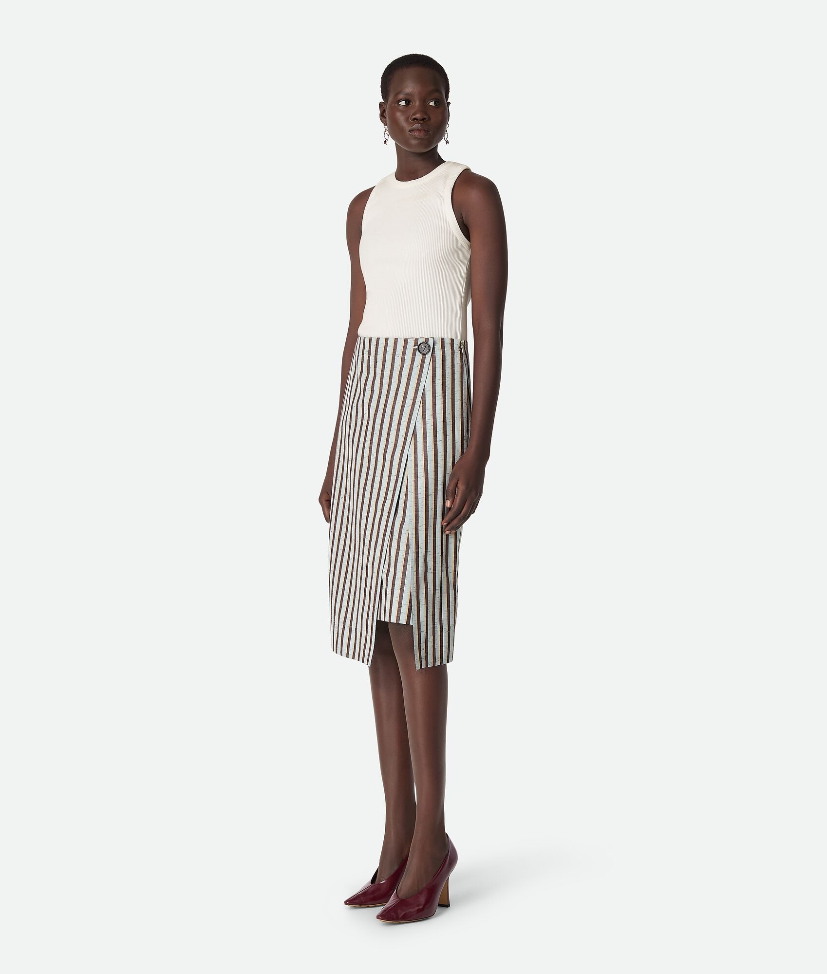 Cotton And Linen Stripe Skirt - 2