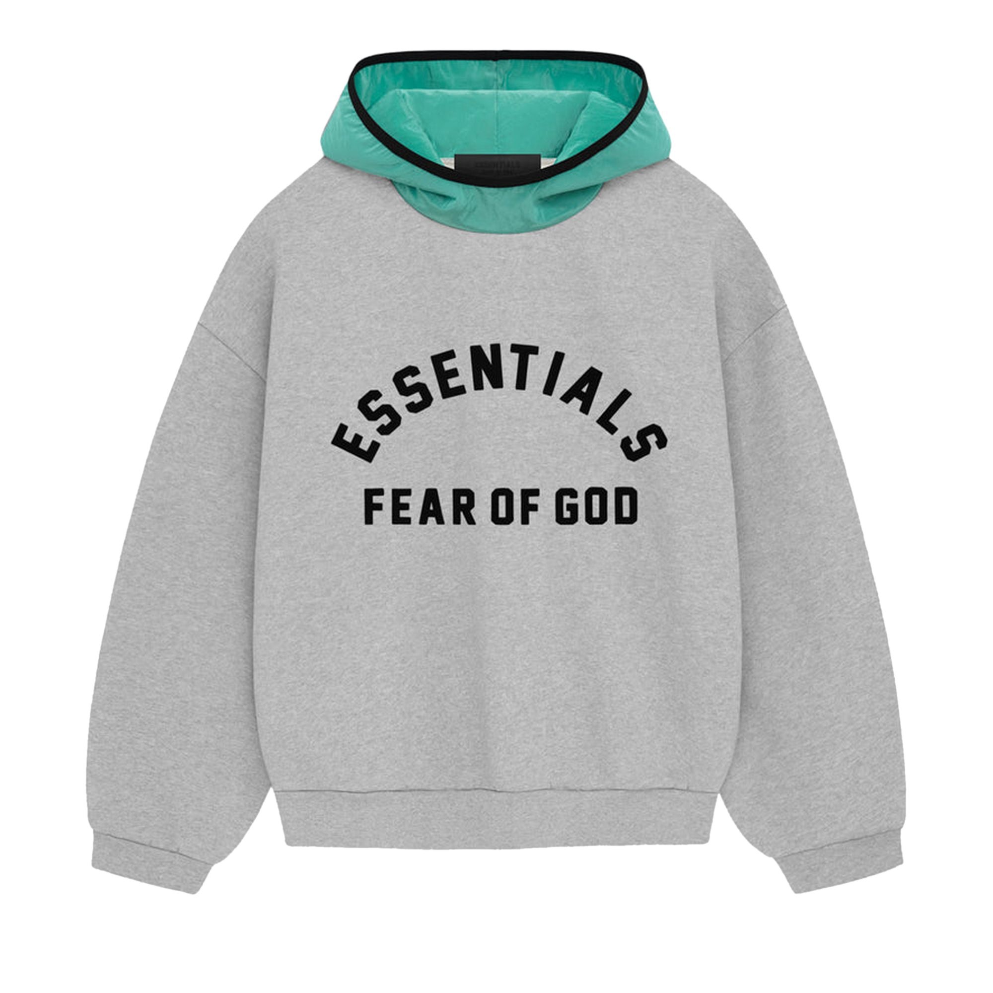 Fear of God Essentials Nylon Fleece Hoodie 'Light Heather Grey/Mint Leaf' - 1
