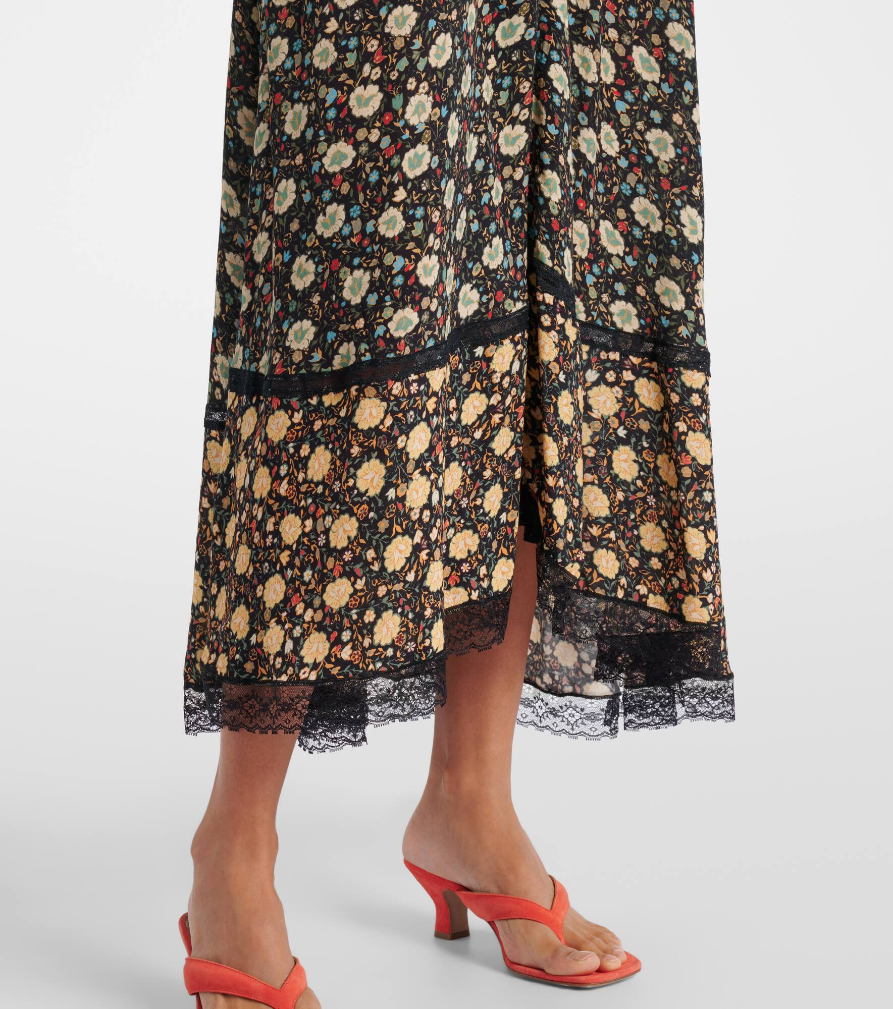 Raven printed crêpe de chine midi dress - 6