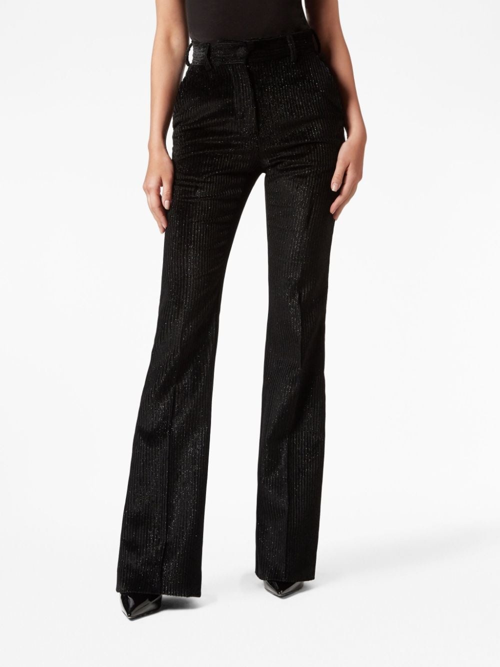 high-waisted corduroy flared trousers - 4