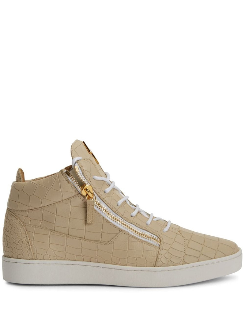 Frankie crocodile-embossed hi-top sneakers 1