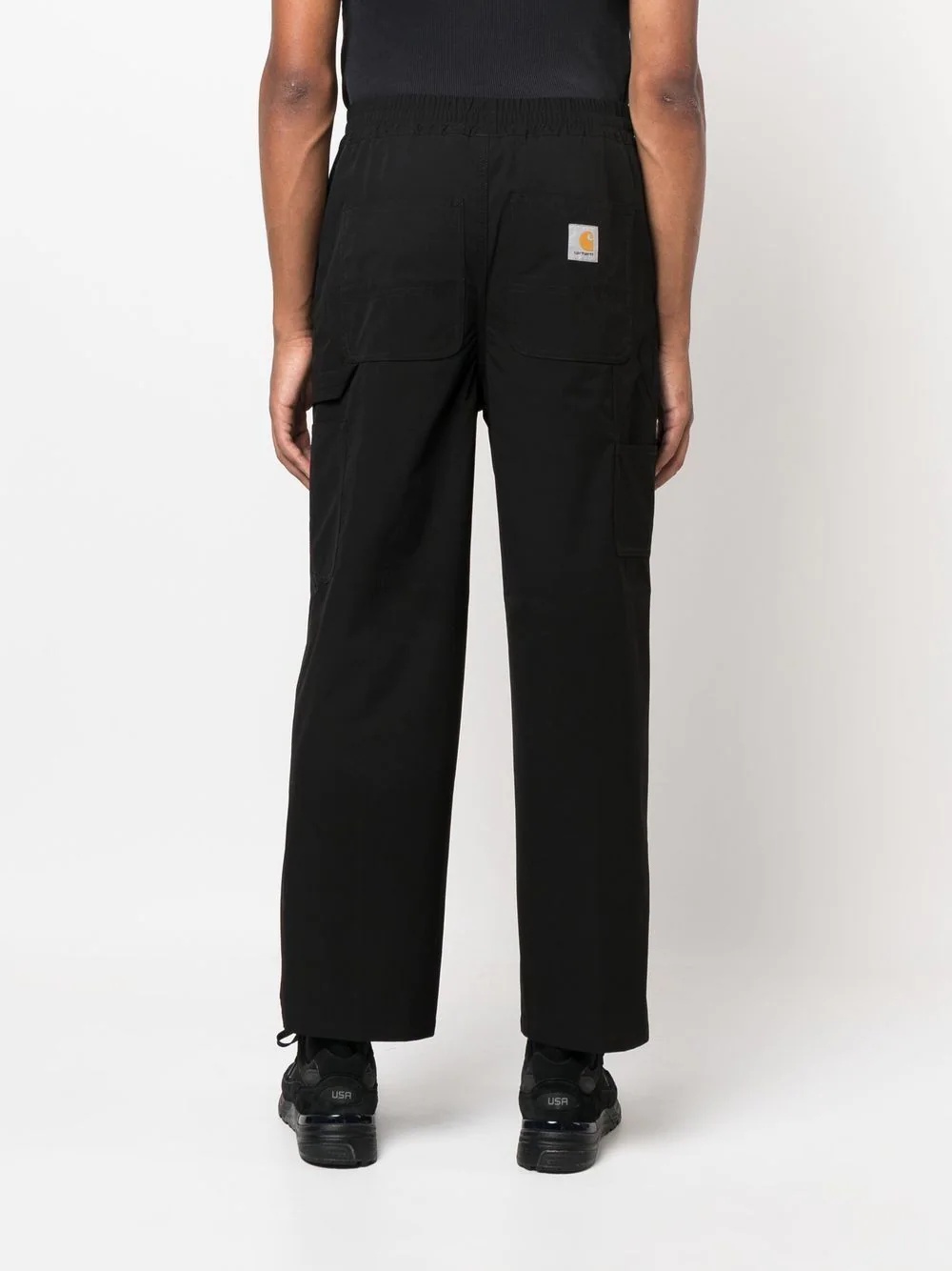 logo-patch straight-leg trousers - 4