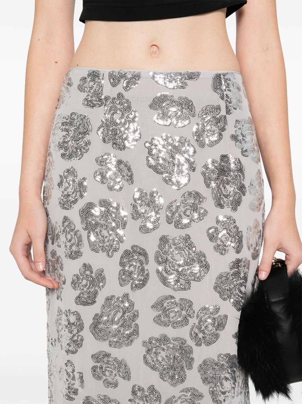 sequin chiffon midi skirt - 5