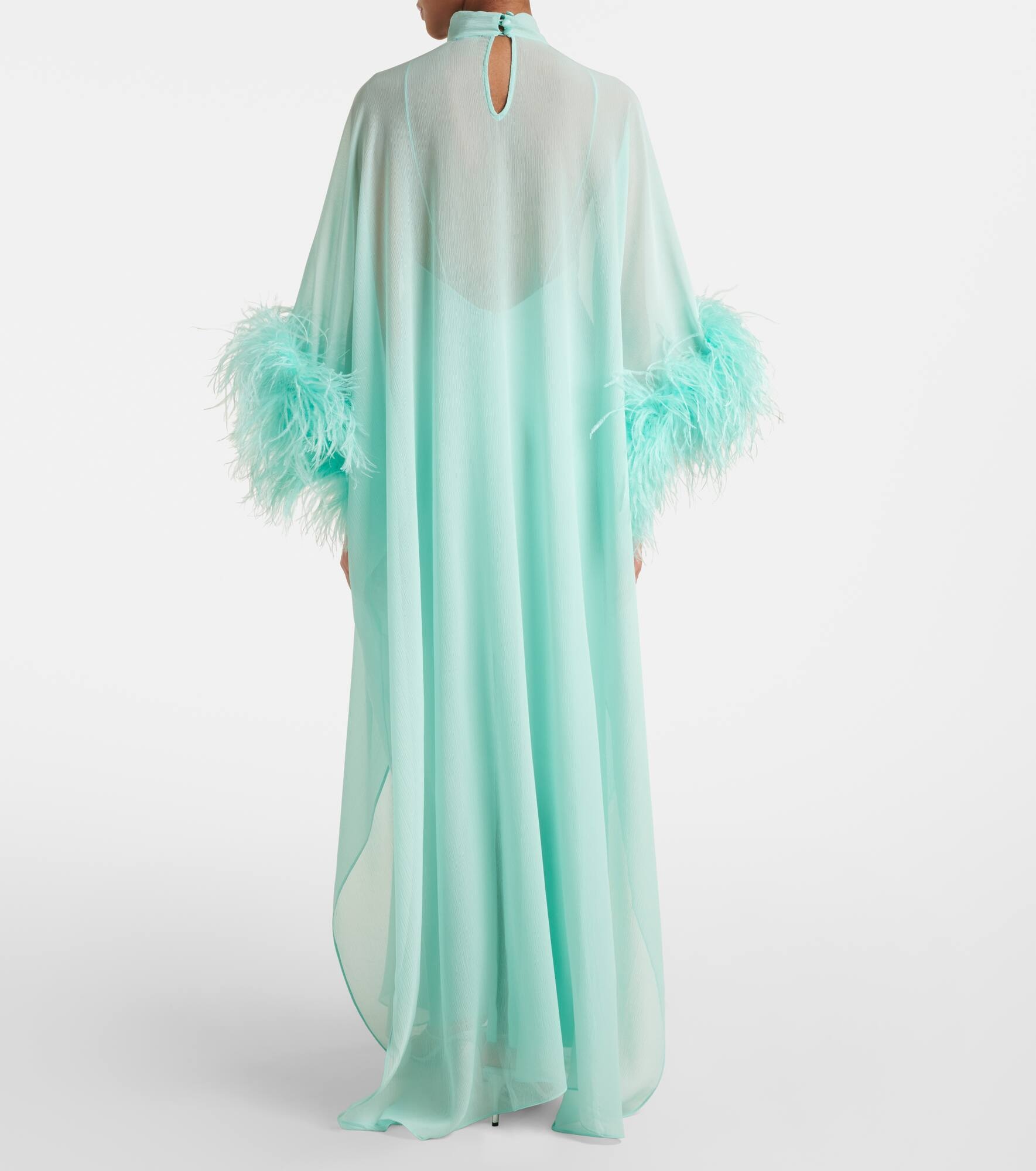 Penelope feather-trimmed silk kaftan - 3