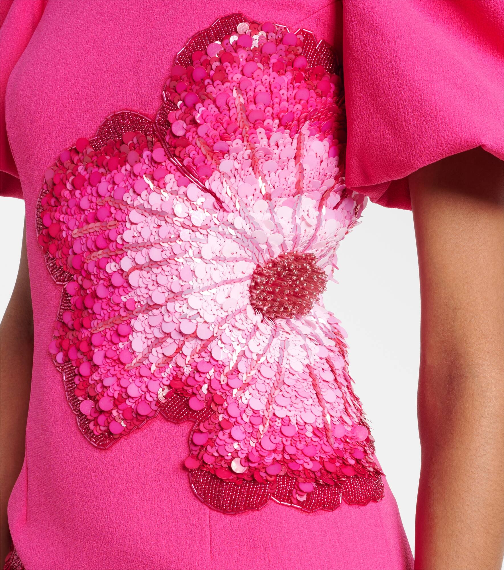 Layana puff-sleeve embellished midi dress - 5