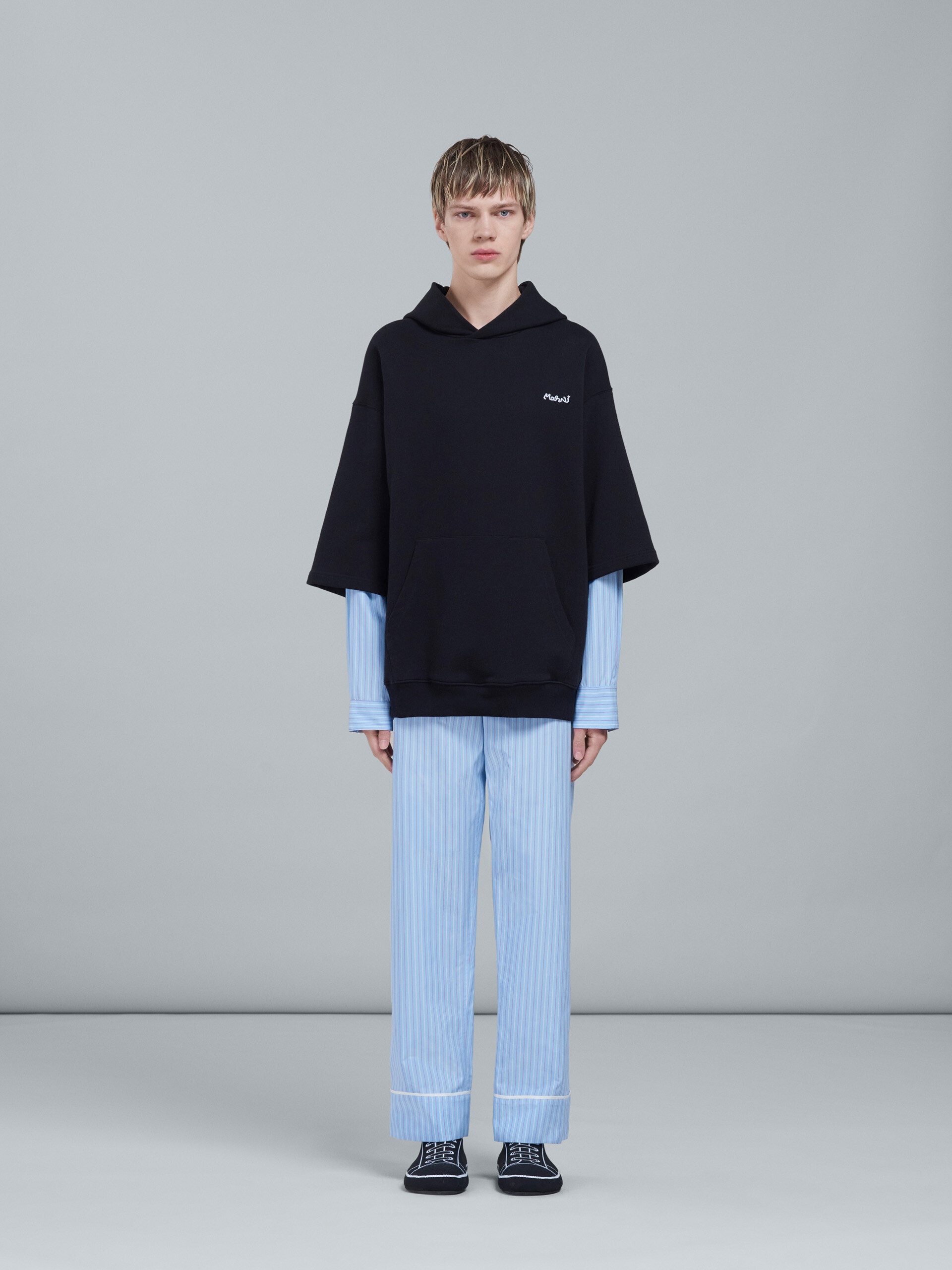 SKY BLUE STRIPED POPLIN PANTS - 2