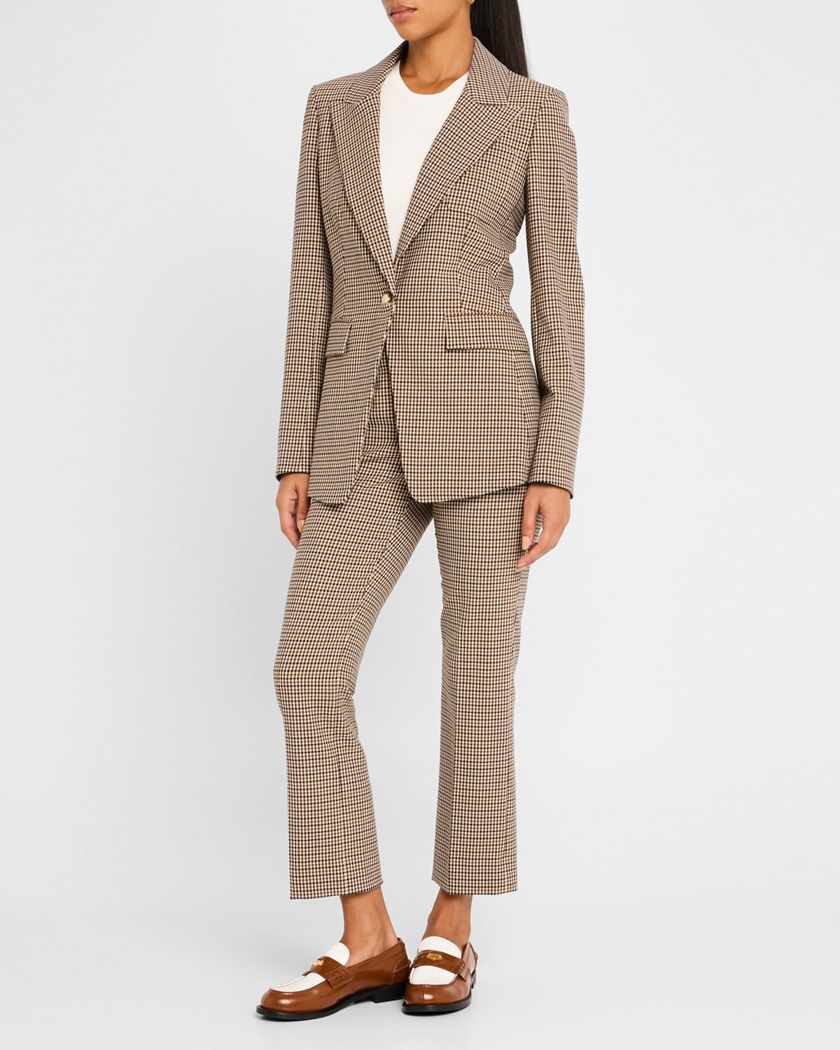 Livvy Single-Button Houndstooth Dickey Jacket - 3