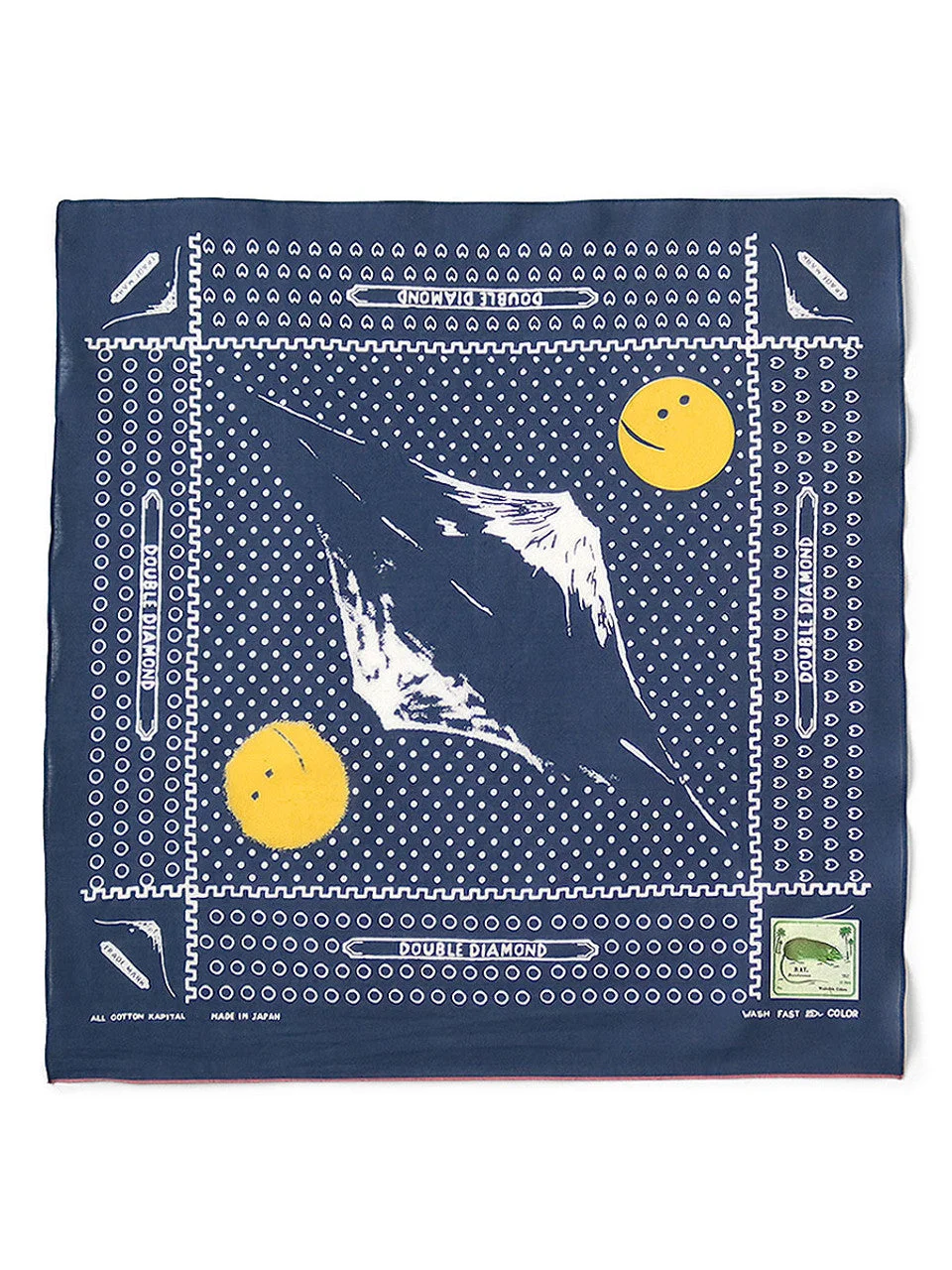 KAPITAL Fastcolor Selvedge Bandanna (Mirrored Fuji PROFILE RAINBOWY) 'Navy' - 1