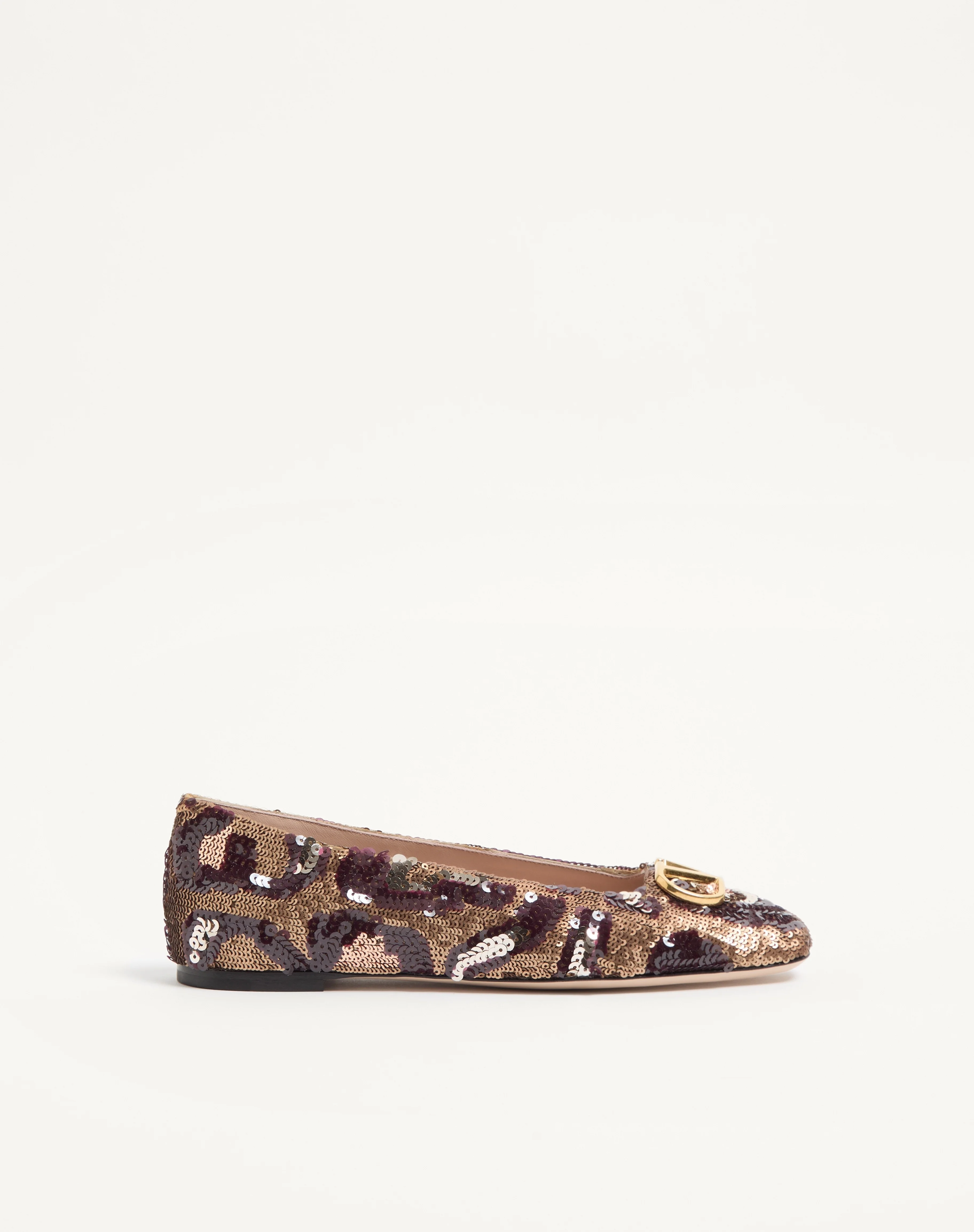 VLOGO SIGNATURE BALLERINAS WITH ANIMALIER EMBROIDERY - 1