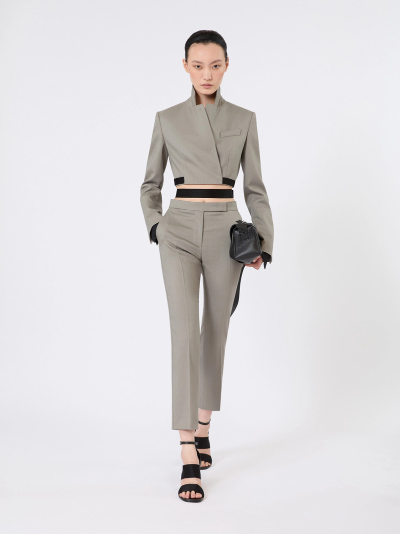 Max Mara MELA Wool, mohair and silk slim-fit trousers - MEDIUM GREY outlook
