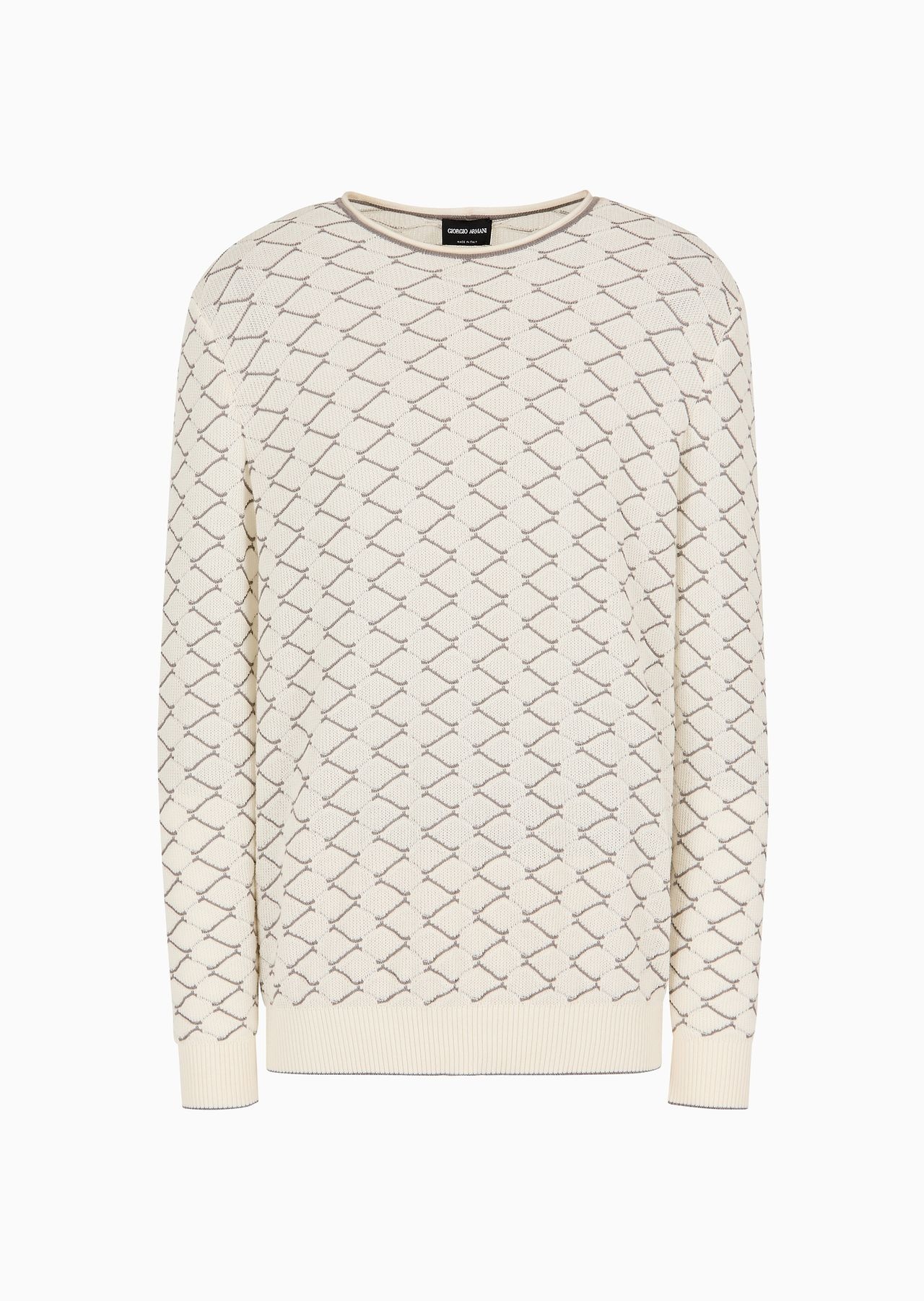 Crew-neck jacquard cotton and cashmere jumper - 1