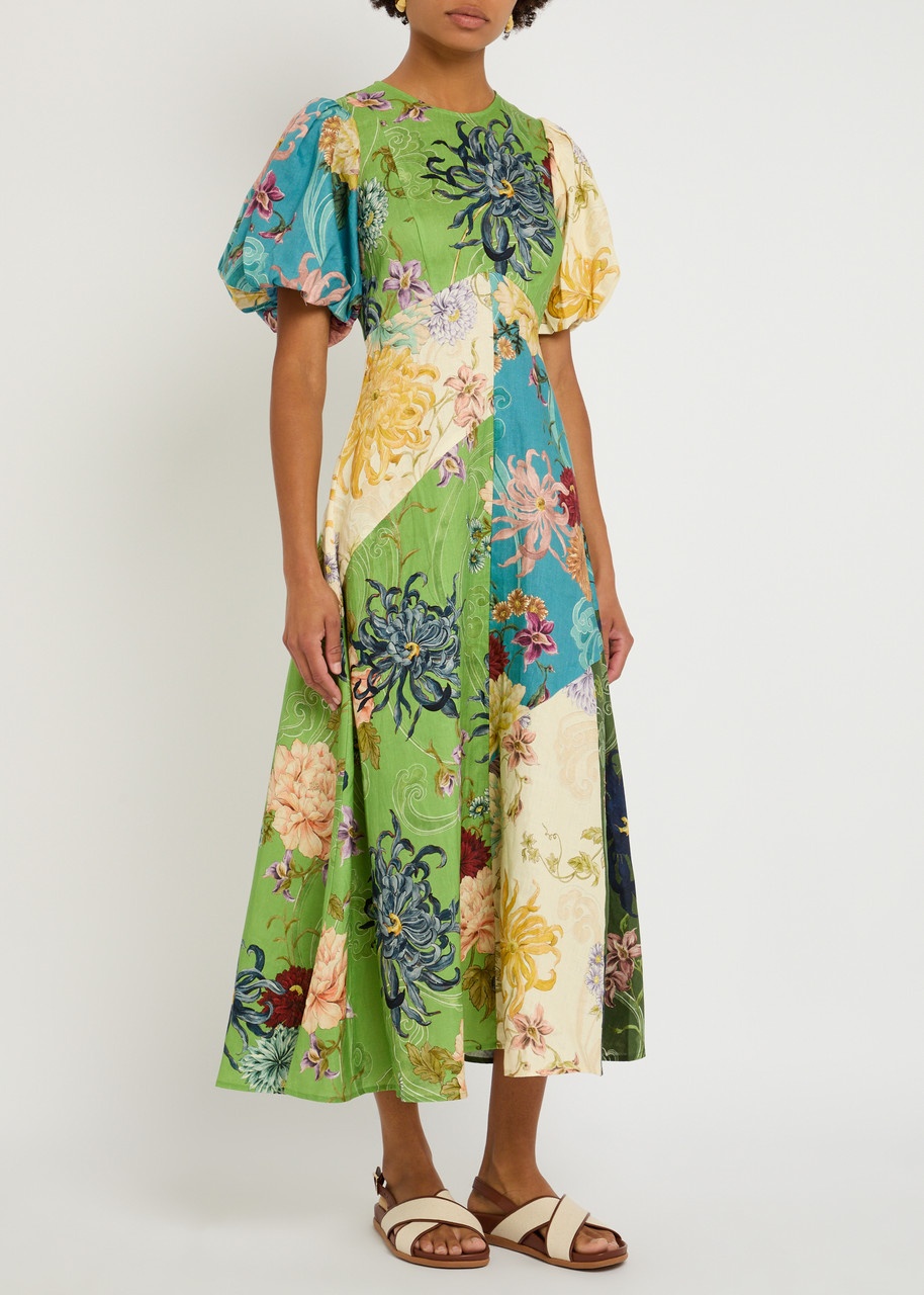 Alemais Avery Spliced Printed Flax Midi Dress - 2