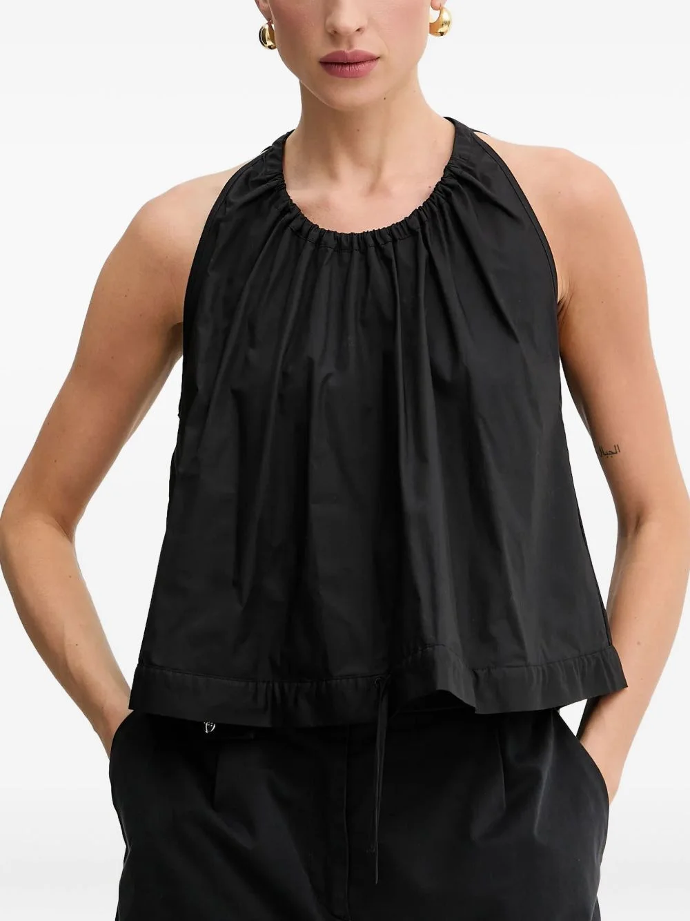 gathered-neck sleeveless top - 1