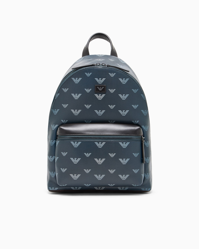BACKPACK IN COATED CANVAS WITH ALL-OVER EAGLE 1
