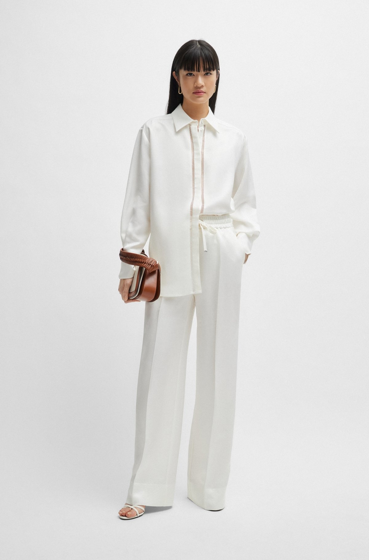 LONG-SLEEVED BLOUSE WITH LADDER-LACE TRIM - 3