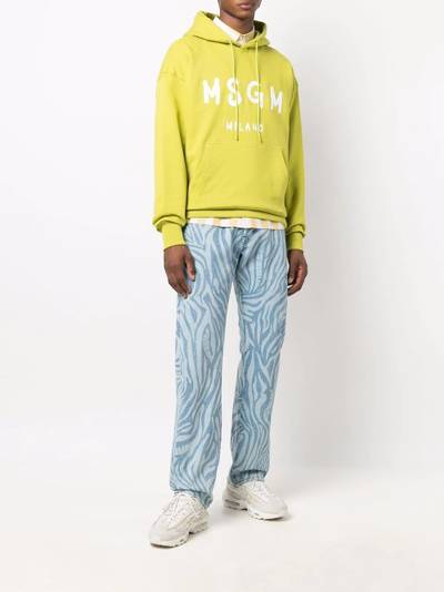 MSGM logo-print cotton hoodie outlook