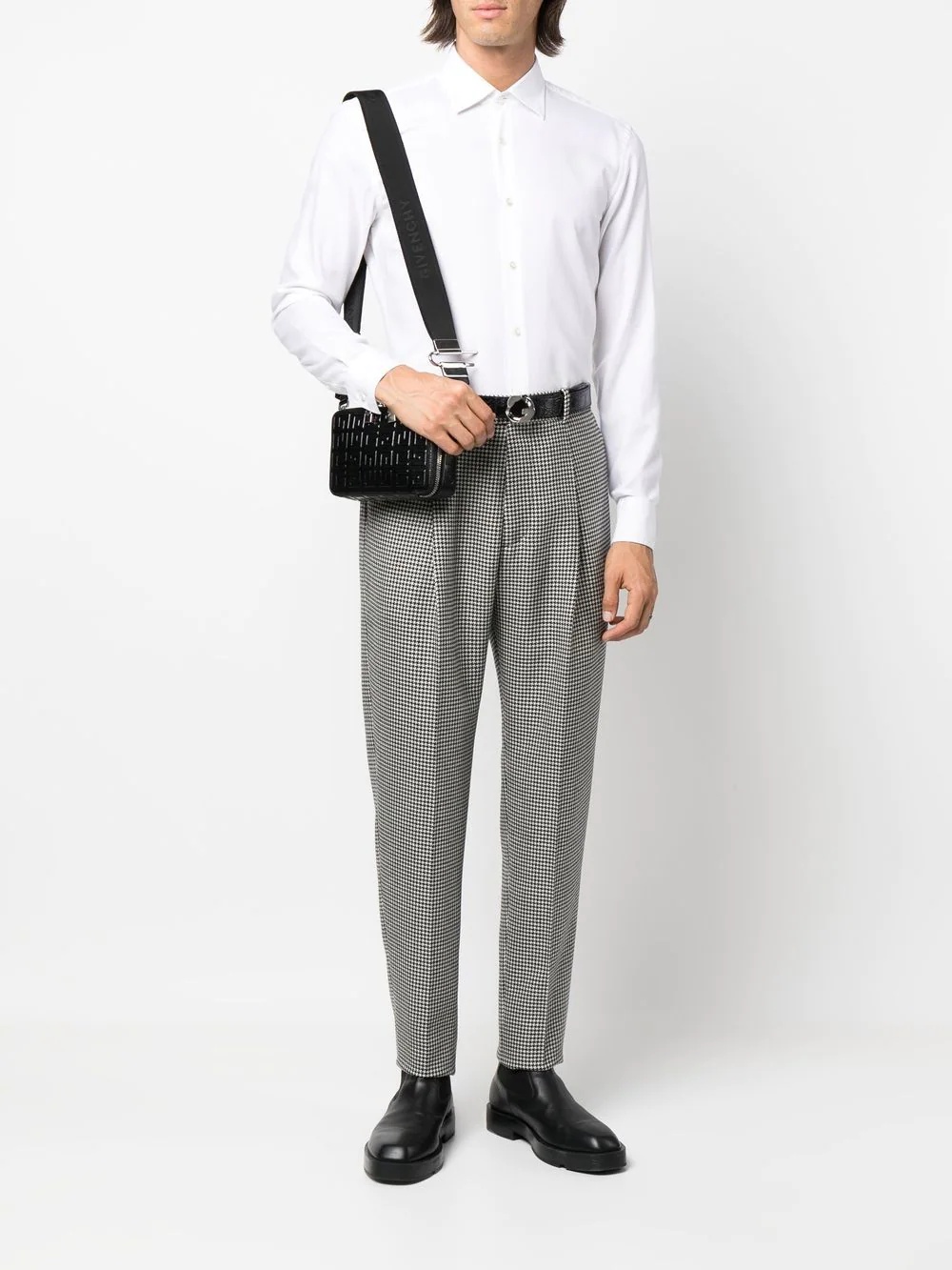 tapered houndstooth wool trousers - 2