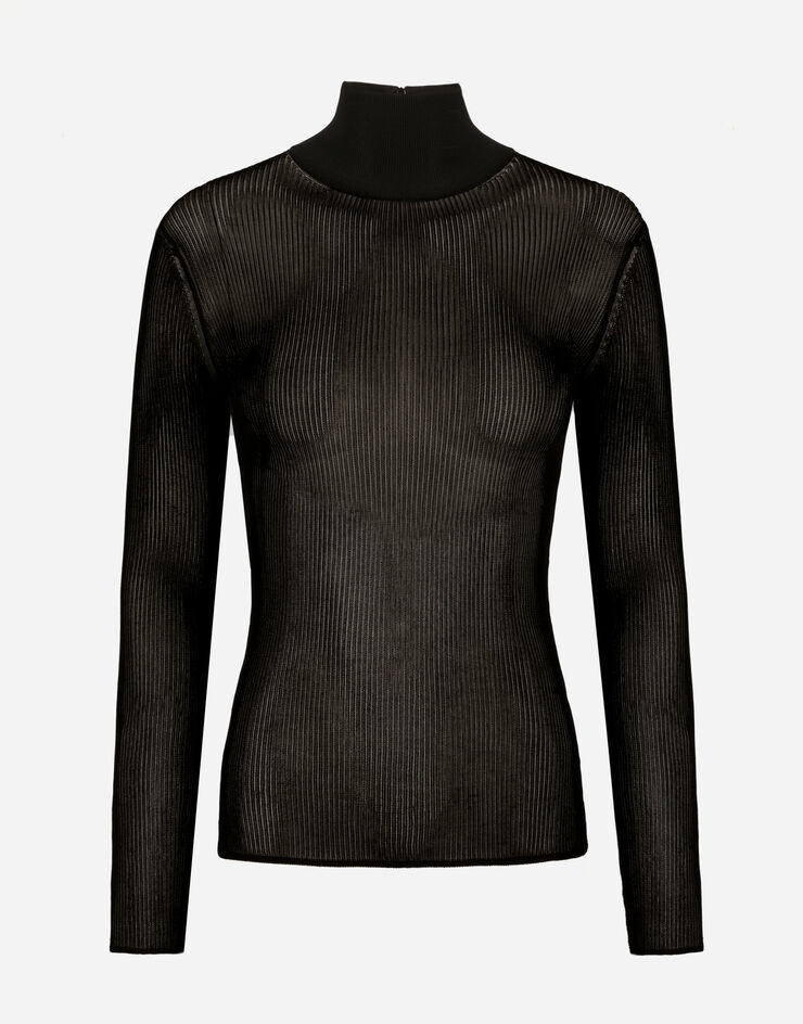 Ribbed viscose turtle-neck sweater - 3