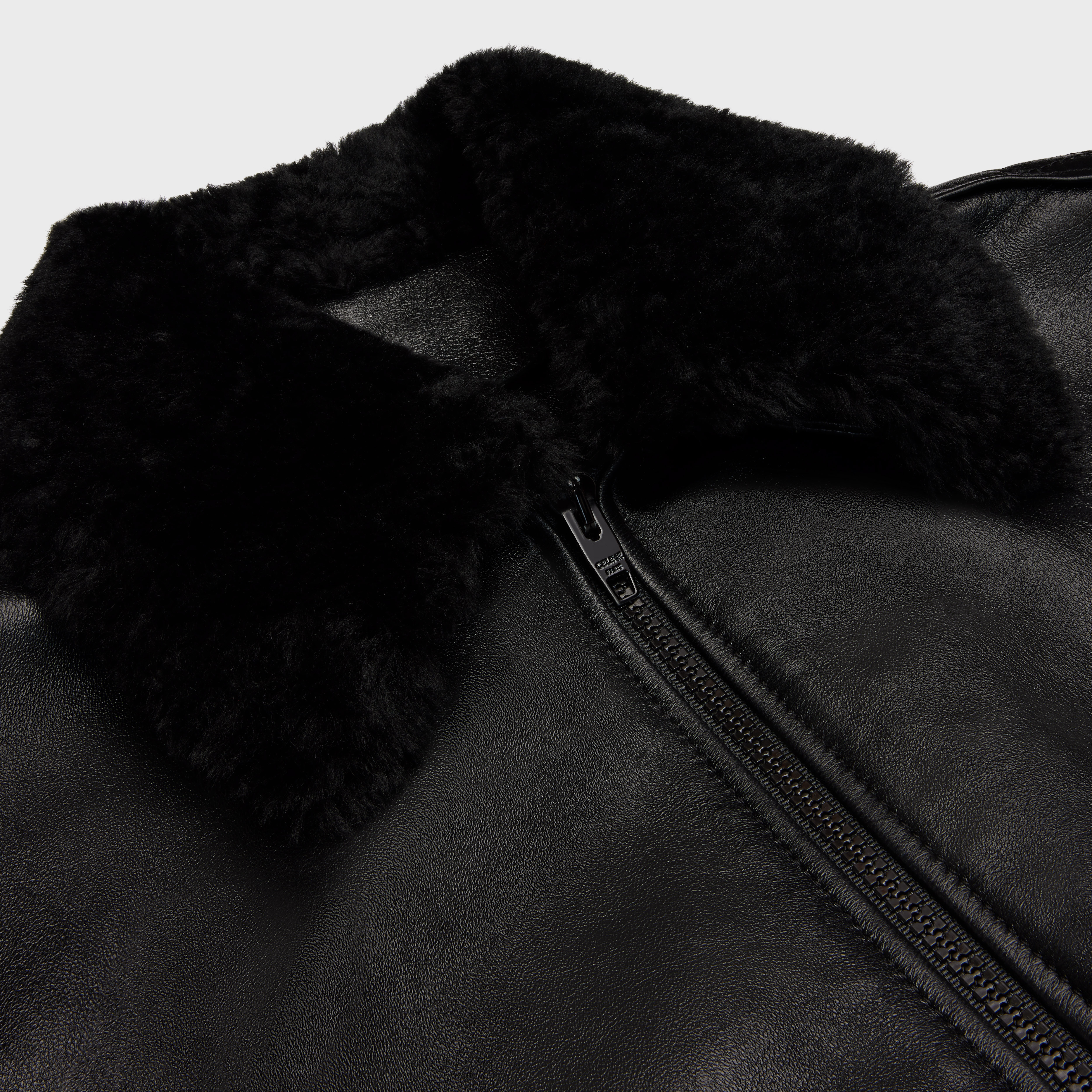 aviator shearling blouson jacket in soft lambskin - 3