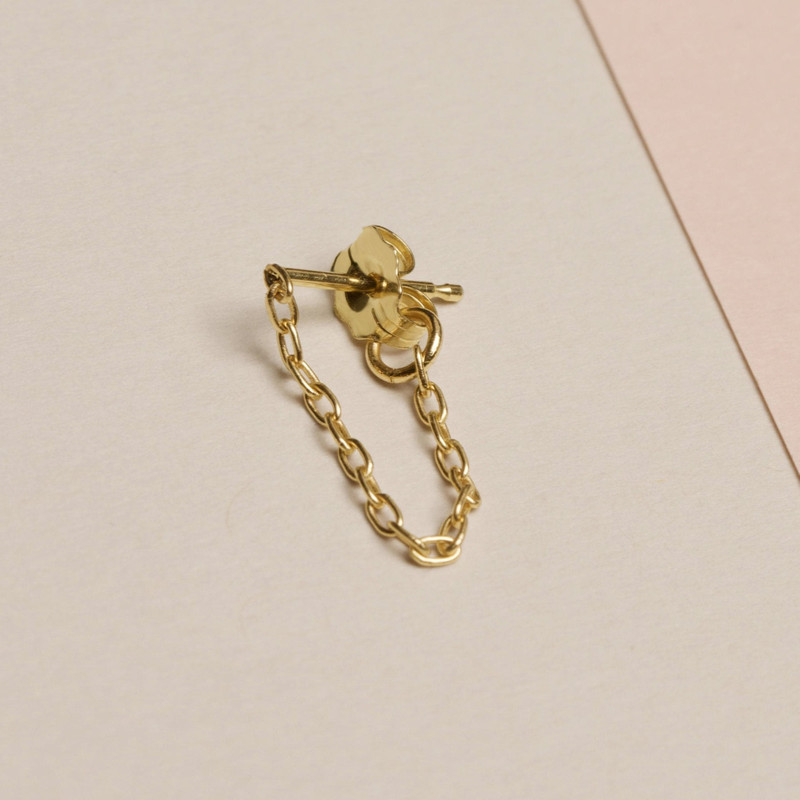 Gold Front To Back Chain Earring 3