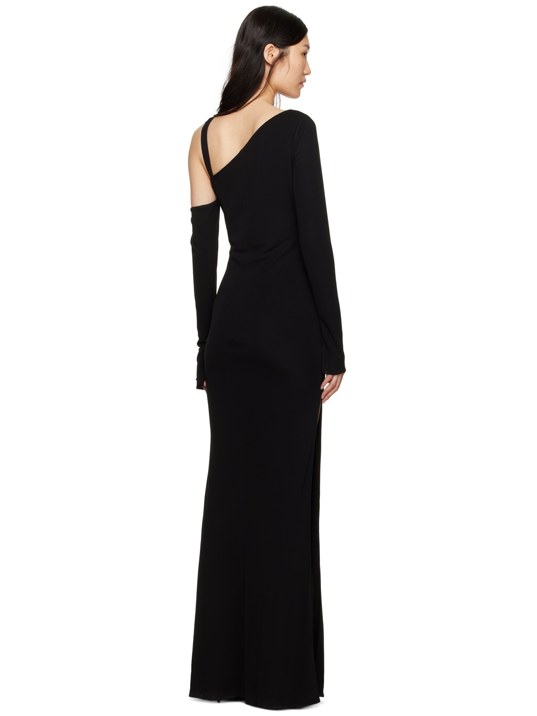 Black Asymmetric Maxi Dress - 3