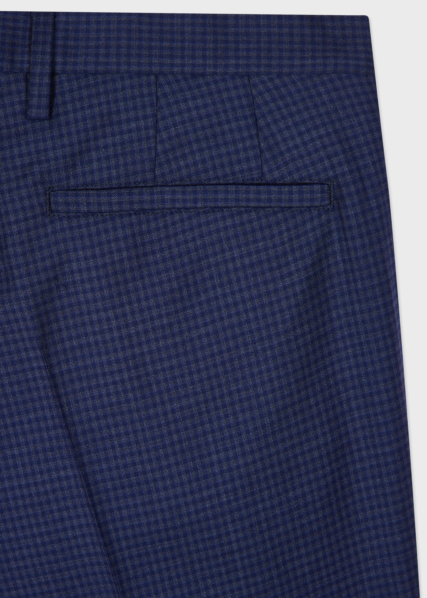 Slim-Fit Blue Gingham Wool Trousers - 2