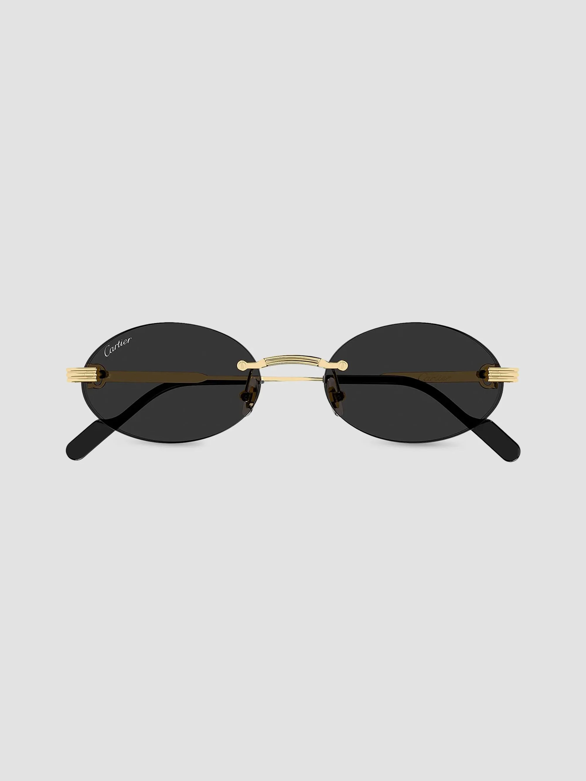 Women's Première de 53MM 24K-Gold-Plated Rimless Oval Sunglasses - Gold Black - 1