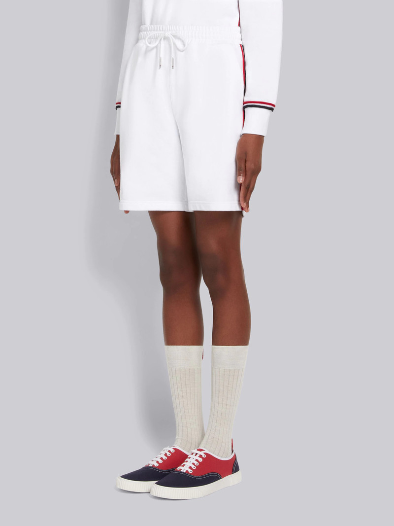 Thom Browne White Cotton Loopback Contrast Stripe Framing Mid-thigh Shorts outlook