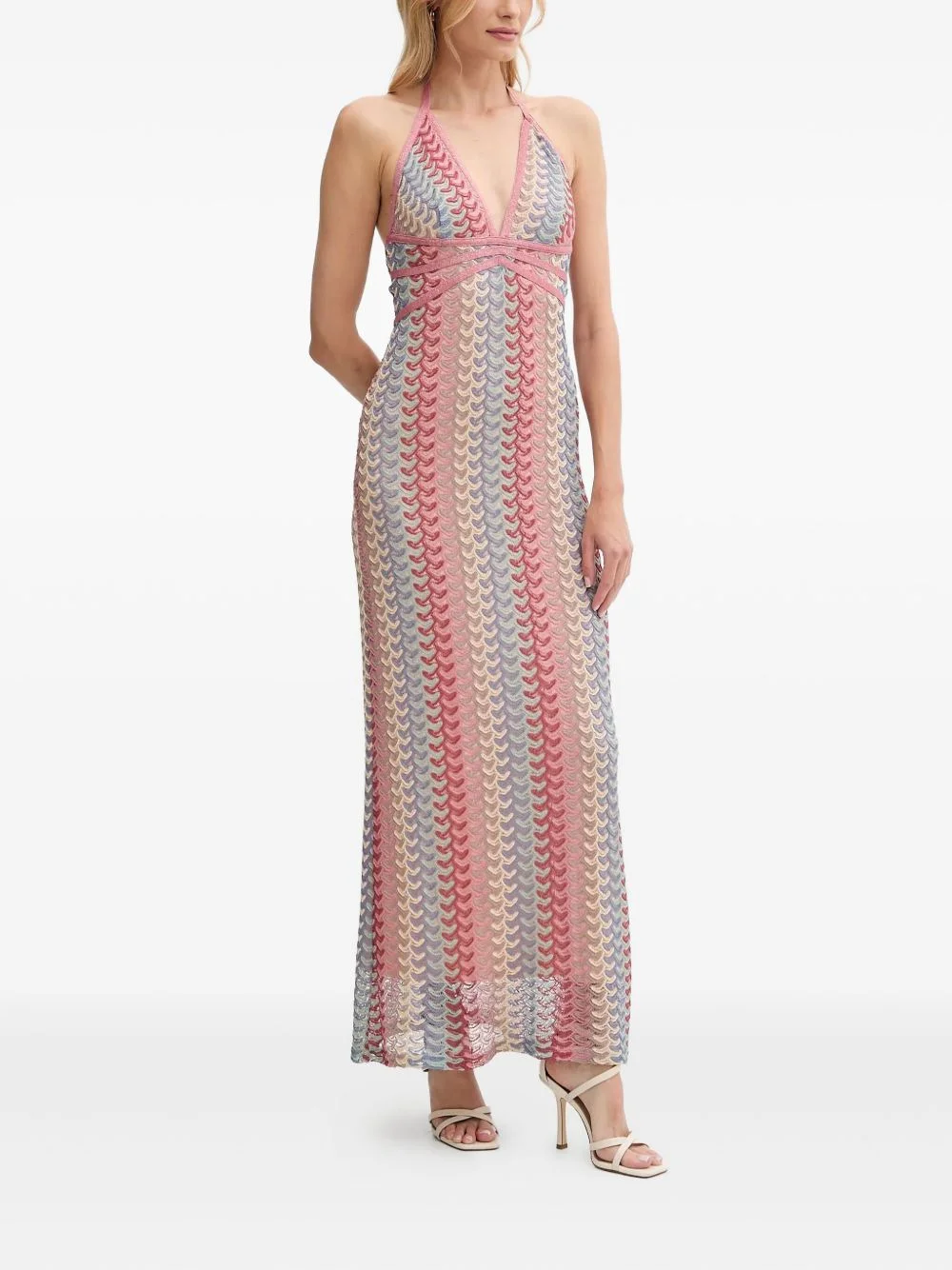 halterneck crochet maxi dress - 1