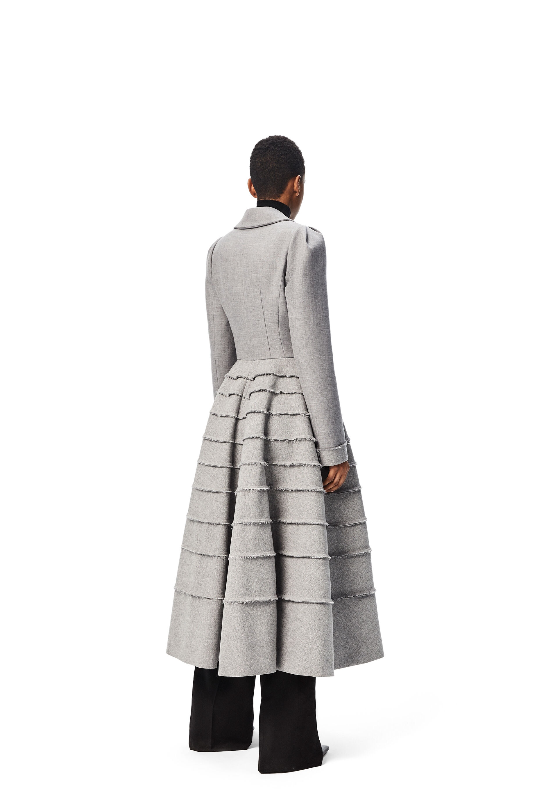 Raw edge coat in wool - 5