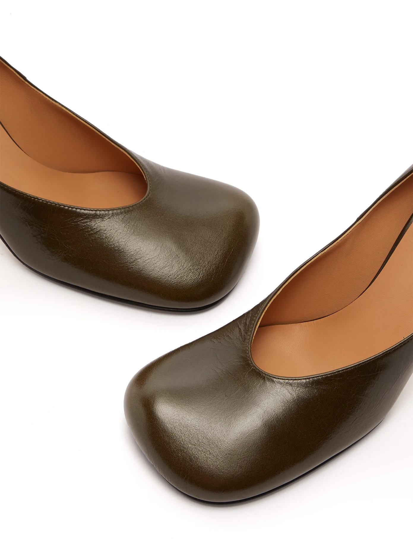 Square-toe leather pumps - 6