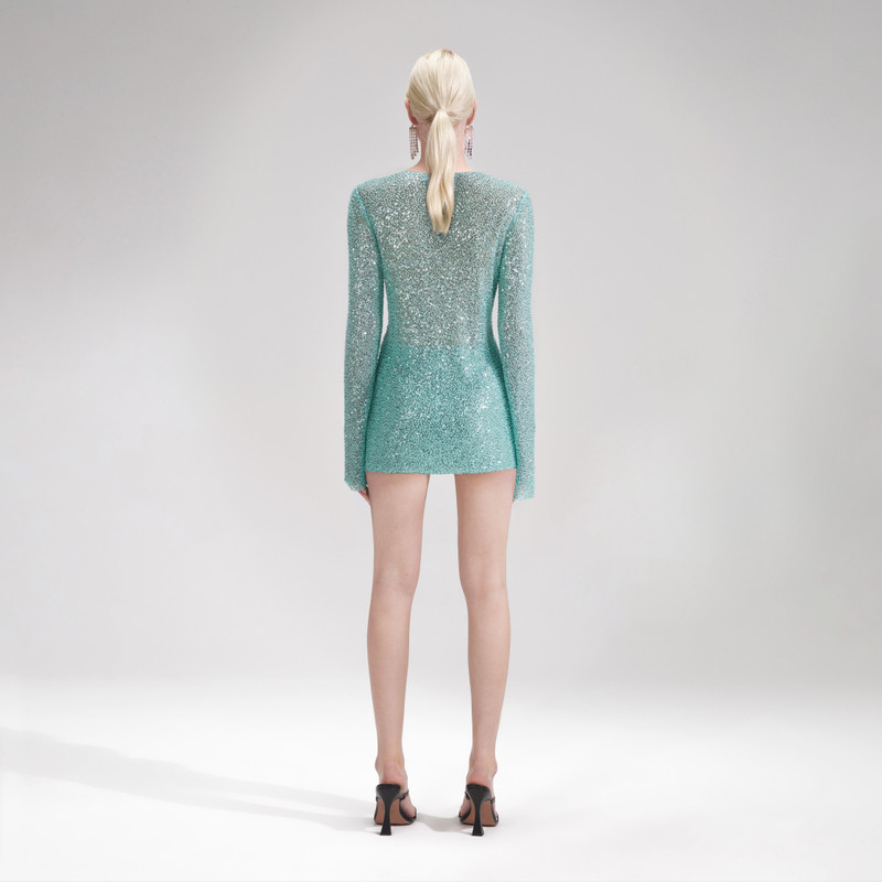 self-portrait Blue Beaded Fishnet Cardigan outlook