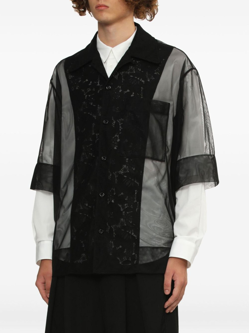 lace-panel mesh shirt 3