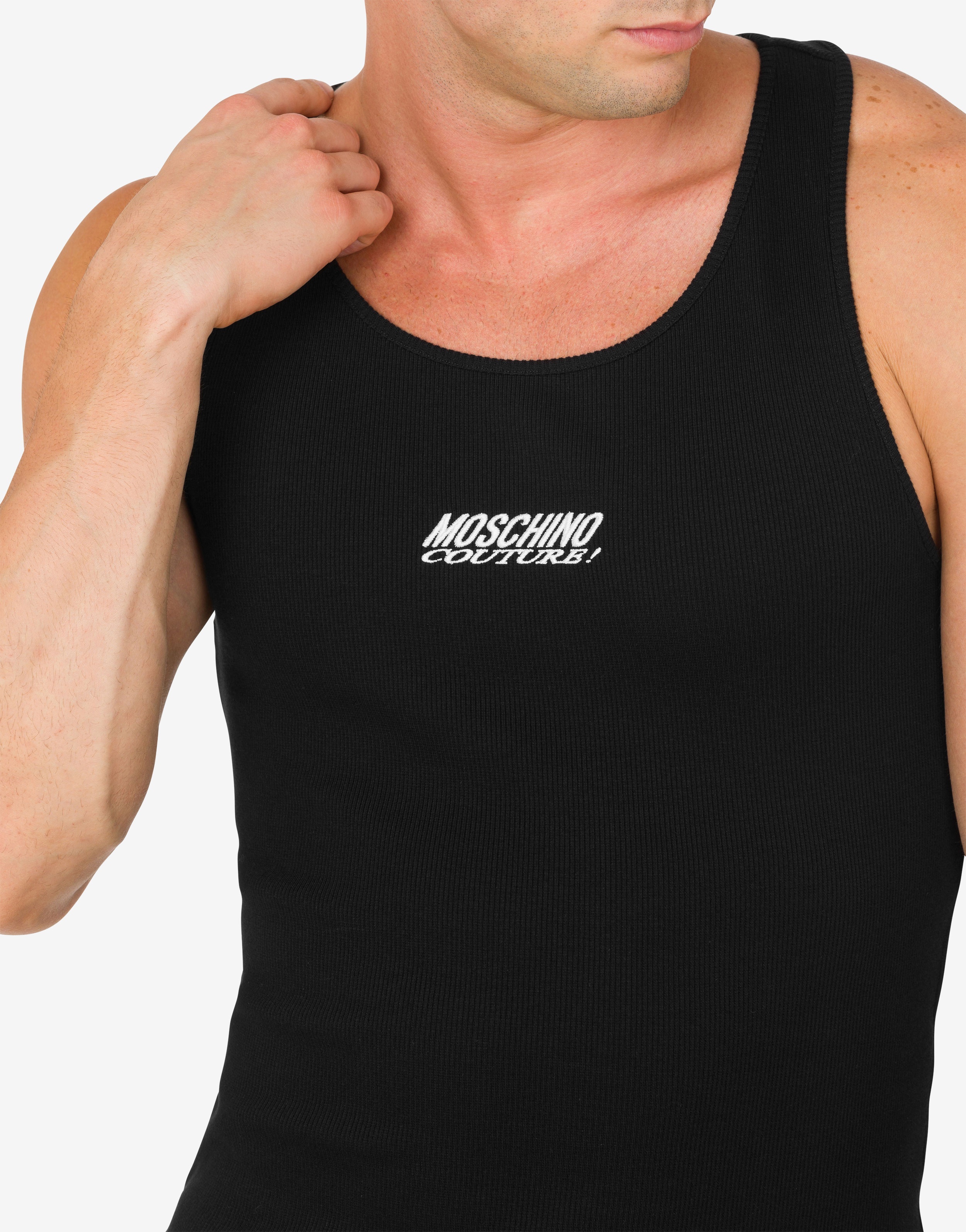 LOGO EMBROIDERY STRETCH COTTON TANK TOP - 4