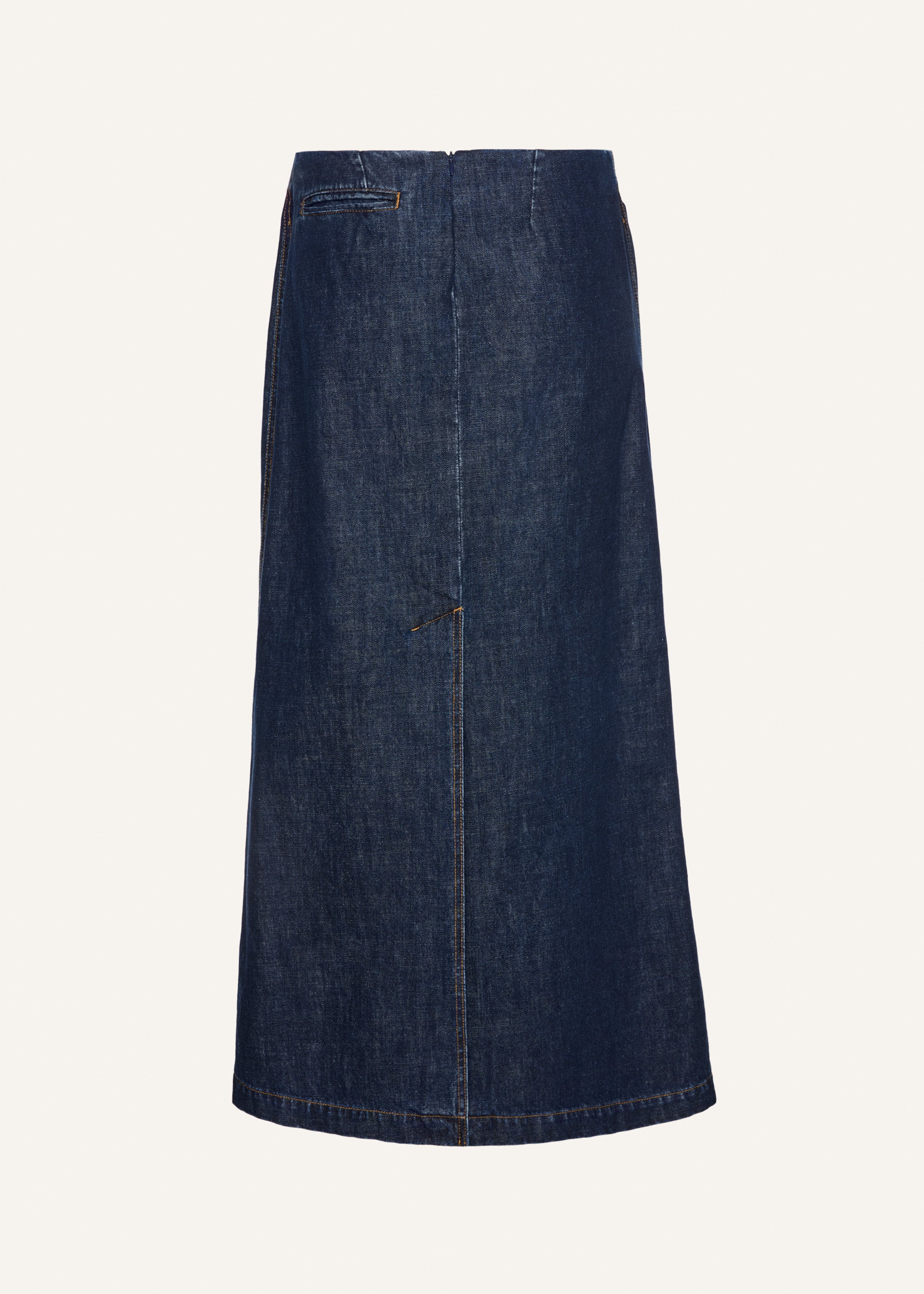 Denim draped midi skirt in navy blue - 2