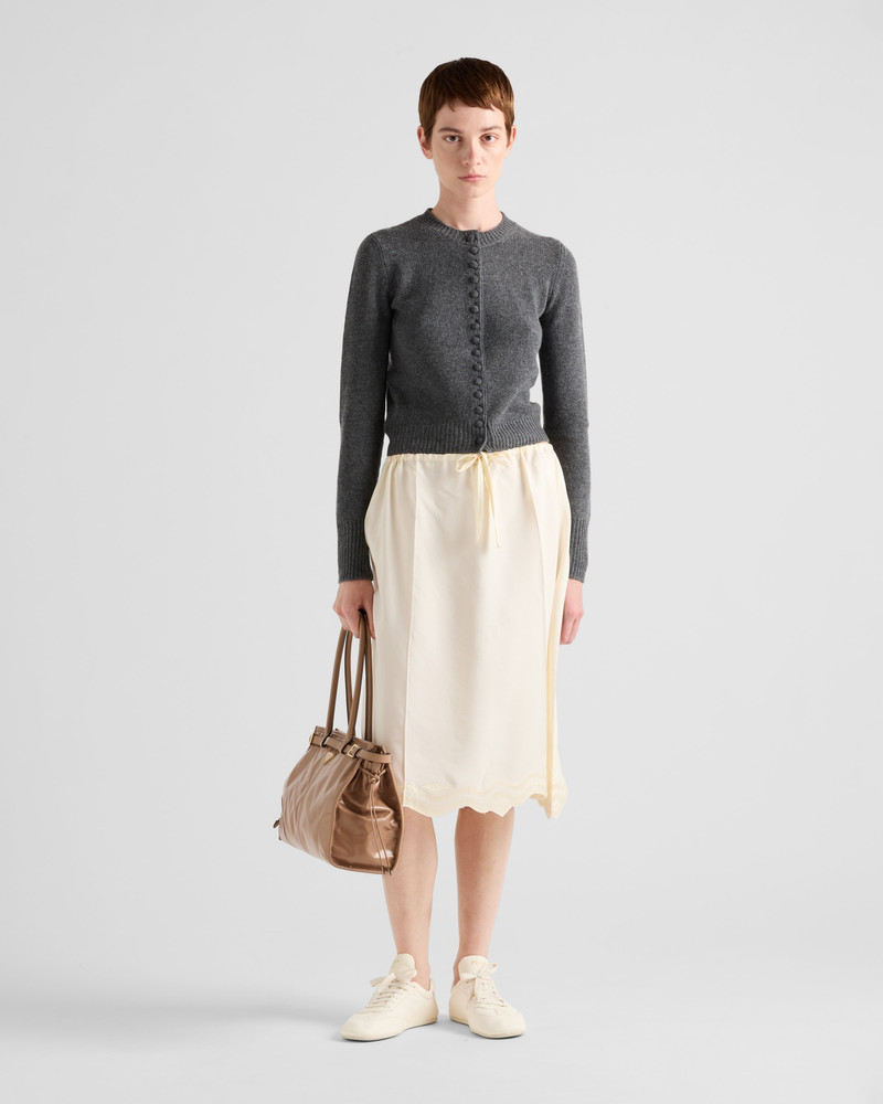 Prada Embroidered silk habutai skirt outlook