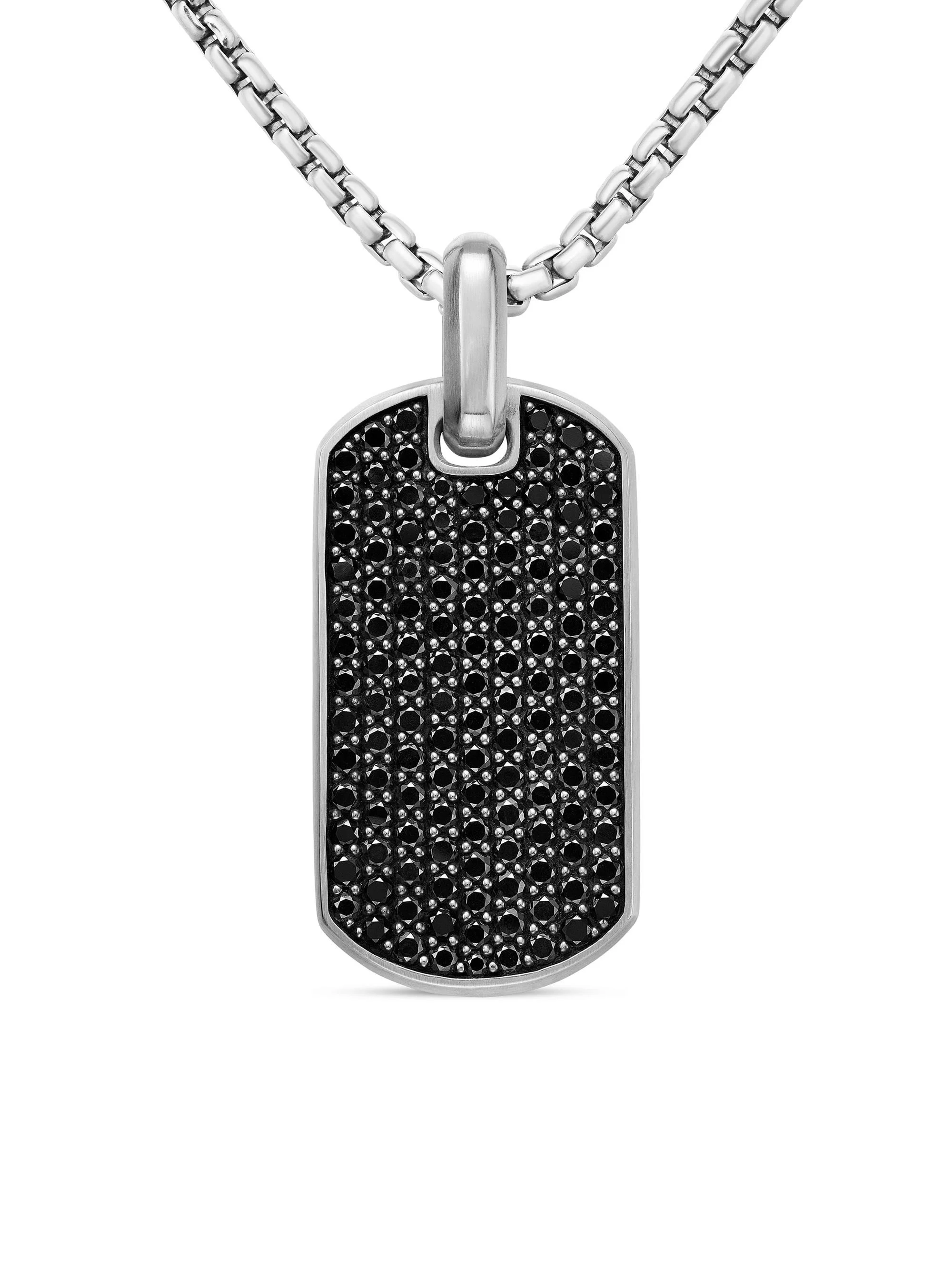Men's Chevron Tag in Sterling Silver - Black Diamond - 1