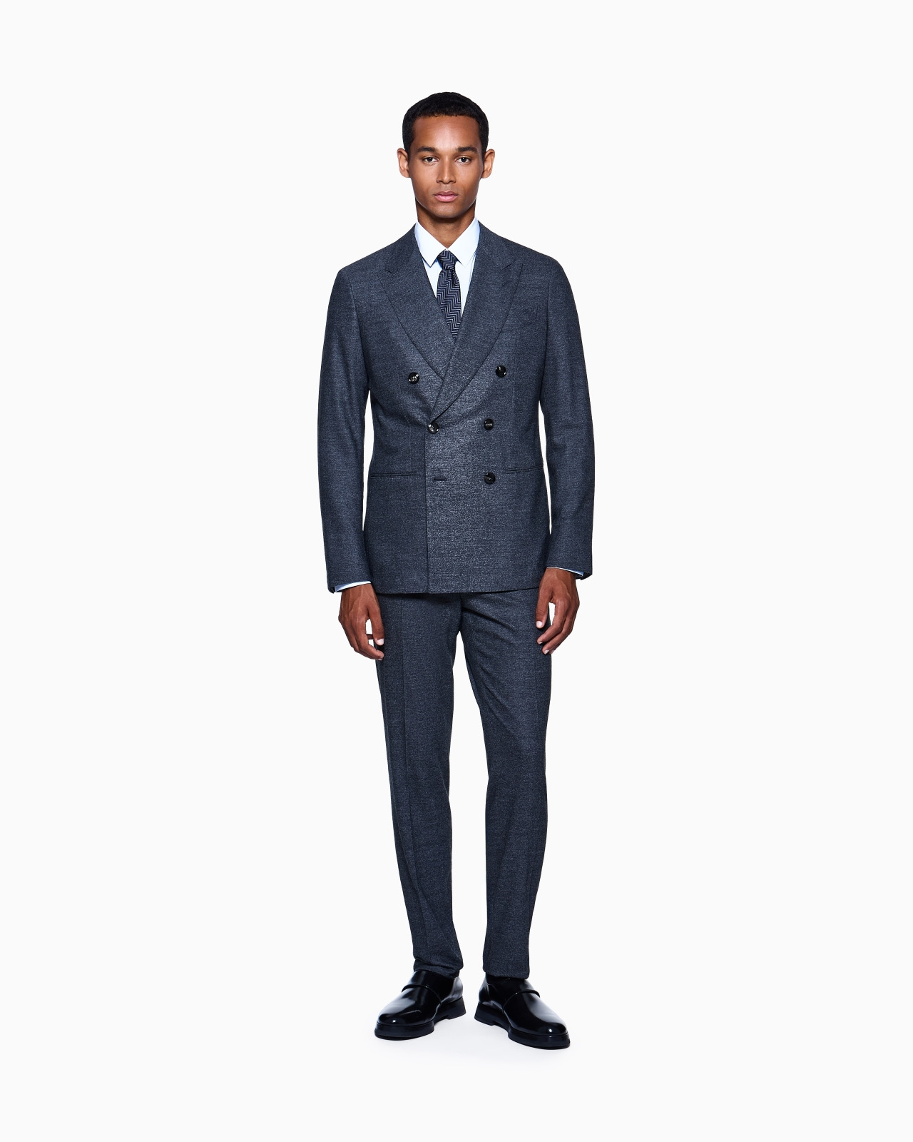 NAPOLI LINE DOUBLE-BREASTED SUIT IN DENIM-EFFECT VIRGIN WOOL AND CASHMERE - 2