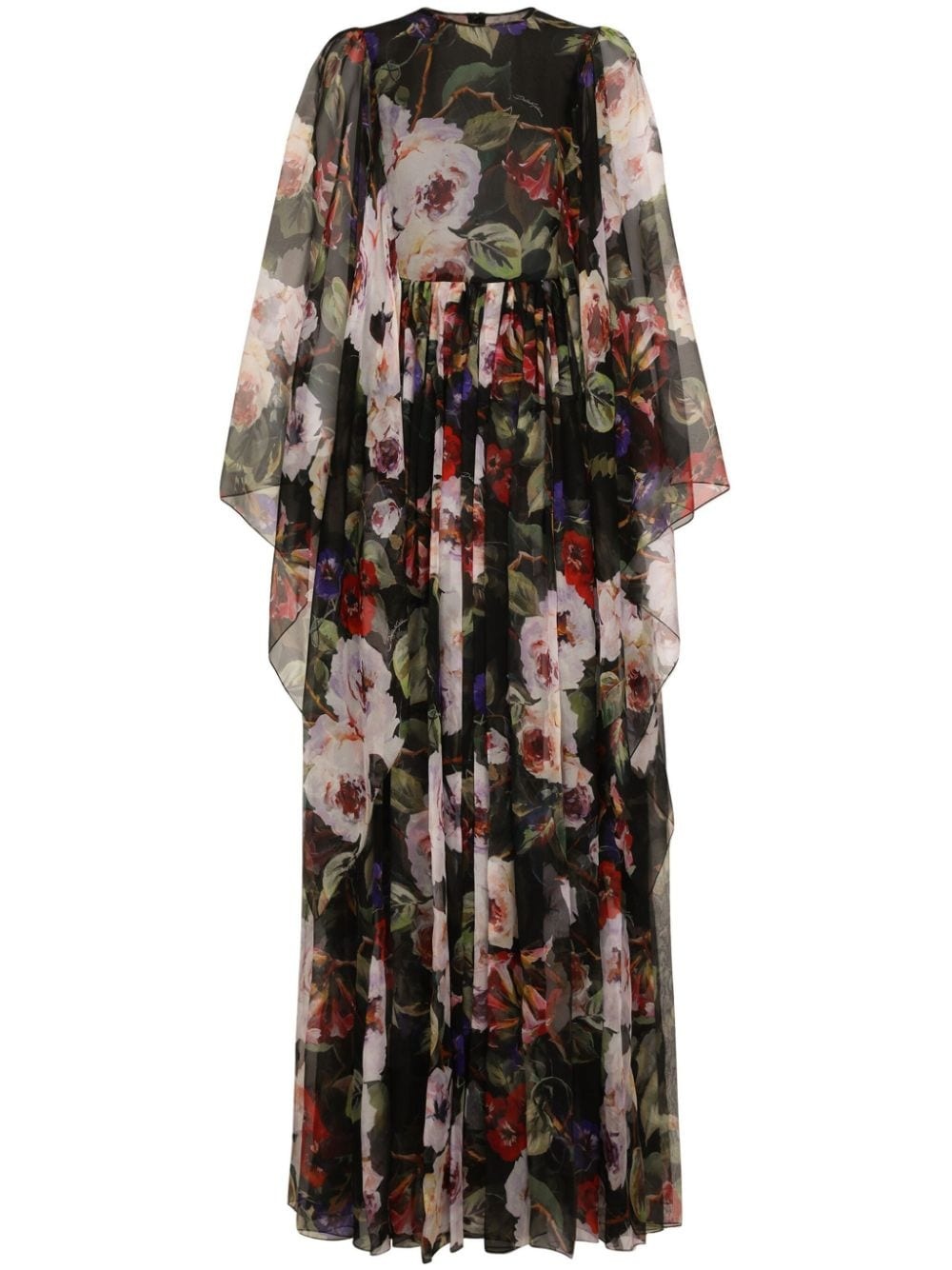 floral-print silk maxi dress - 1